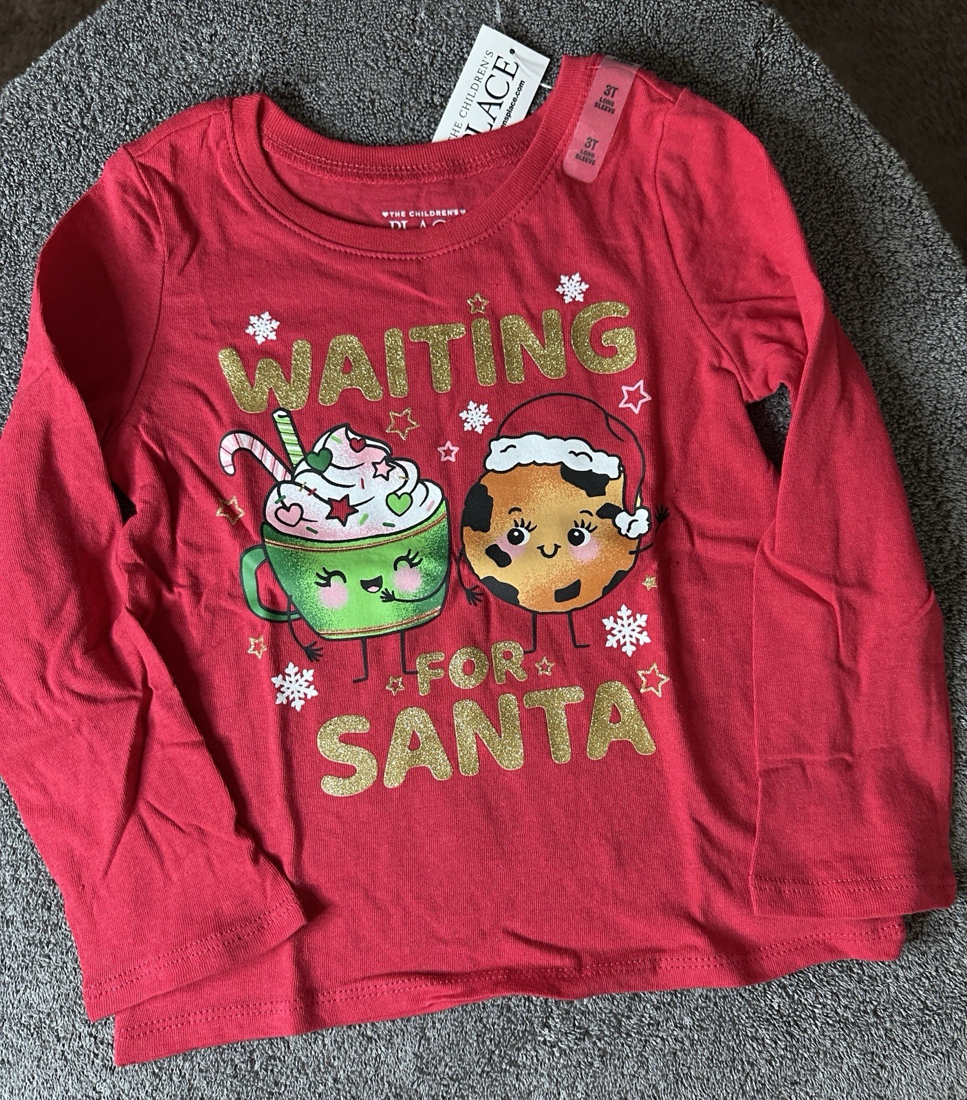 The Children’s Place Toddler Red Christmas Santa Long Sleeve Shirt Size 3T