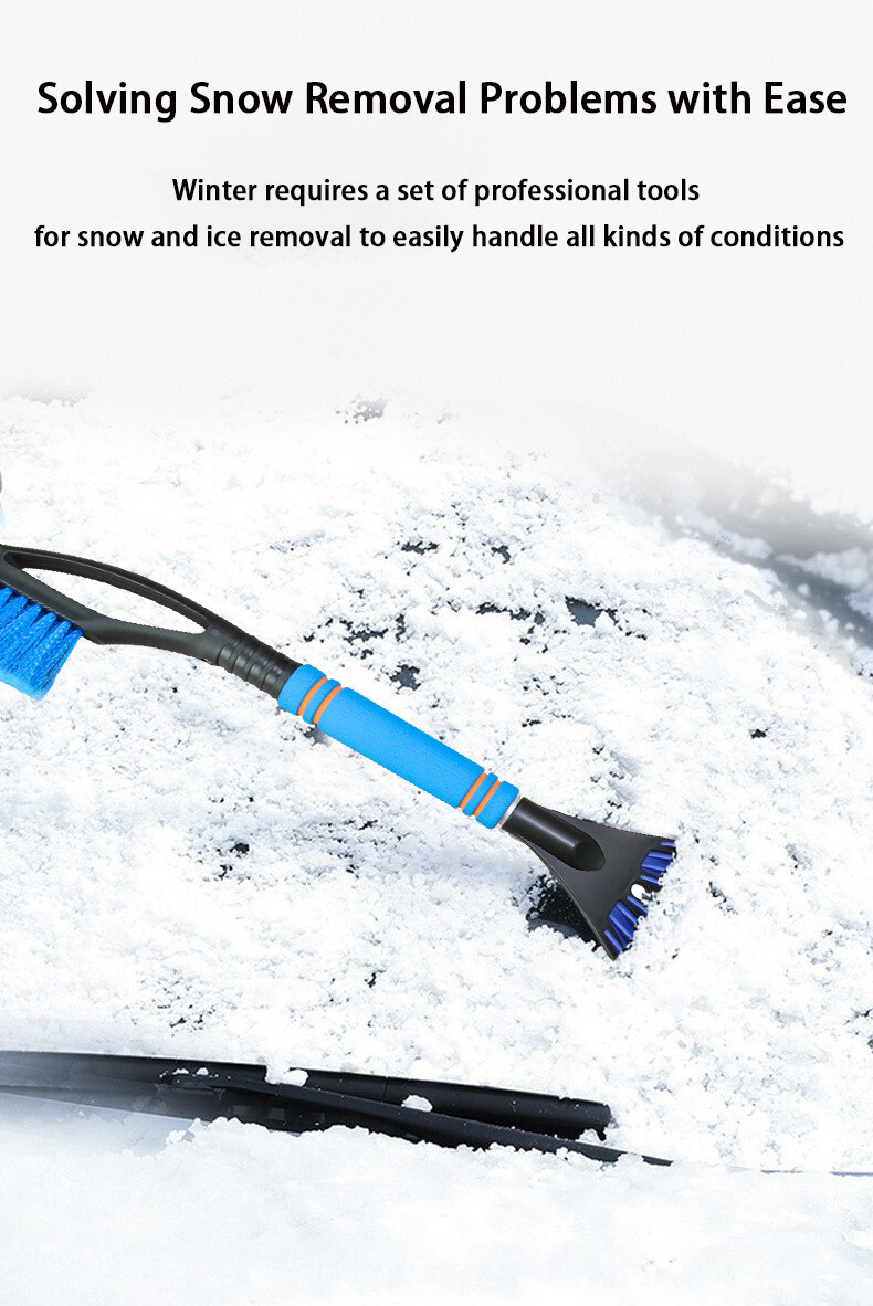 2-in-1 Ice Scraper W/ Brush Car Windshield Detachable Snow Remove Cleaner Orange