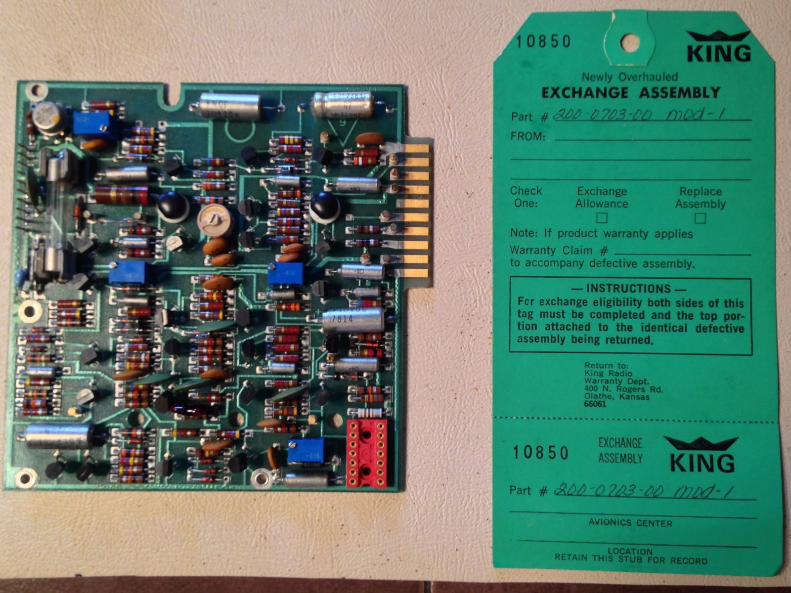 King KXP-755 Video Board 200-0703-00,  NOS