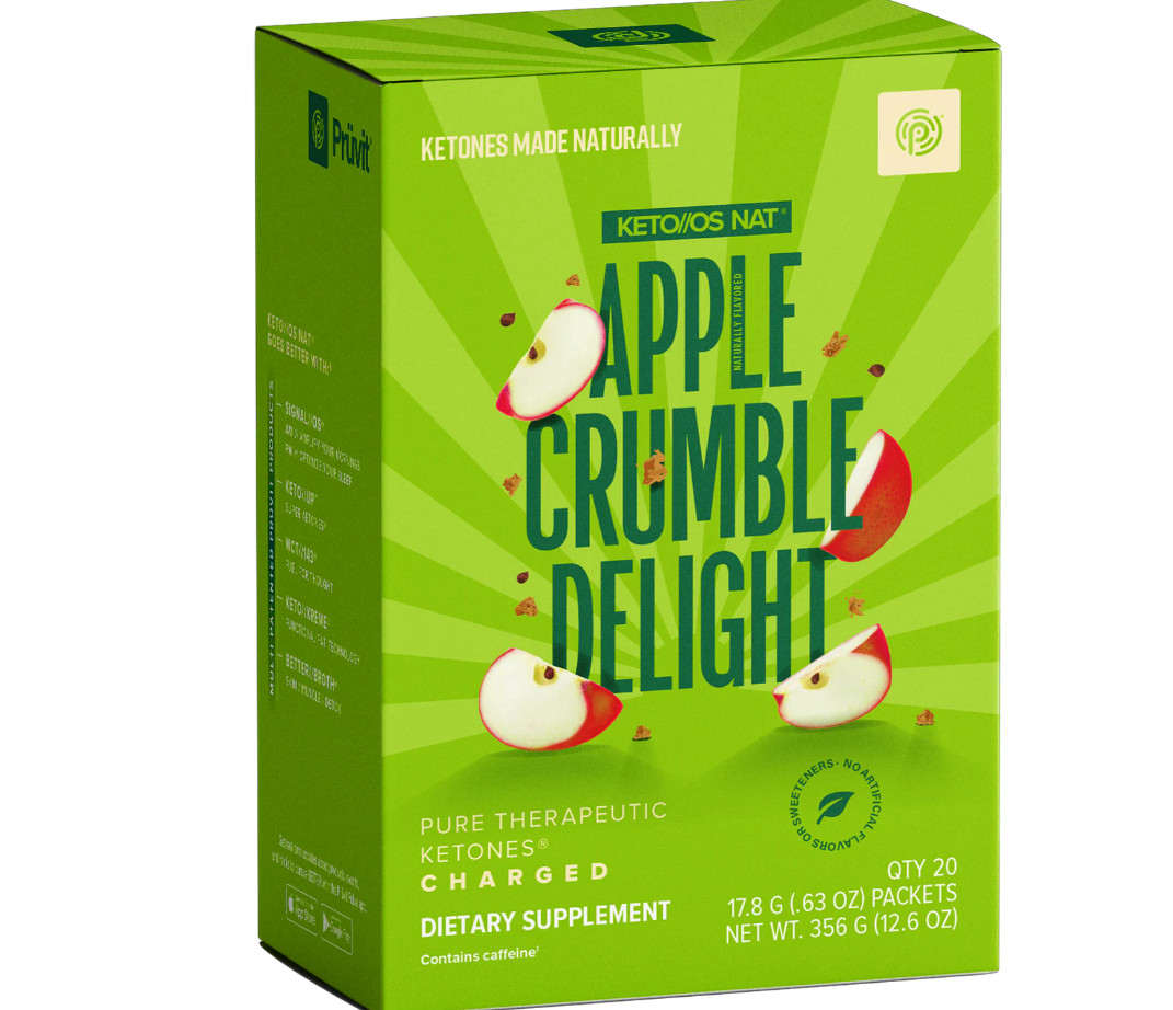 Pruvit Ketones Keto OS Nat APPLE CRUMBLE DELIGHT  CHARGED. 20 Pk. Free Shipping