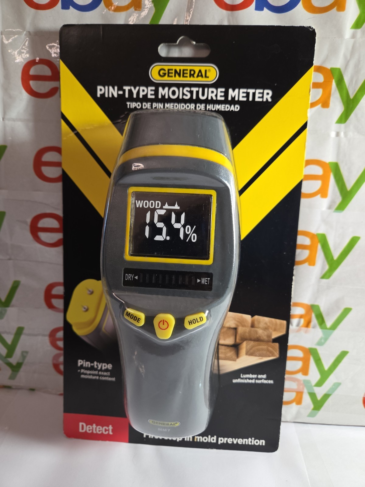 GENERAL Pin-Type Digital Wood Moisture Detect Meter LCD Screen