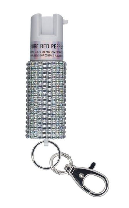 Sabre Pepper Spray with Jeweled Design - Fashion Series Snap Clip Keychain 15g