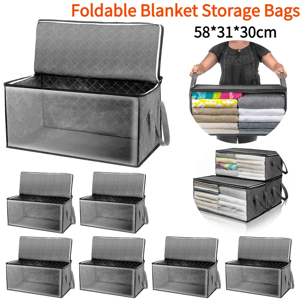 4/1PCS Large Capacity Foldable Clothes Storage Bag Organizer Reinforced Handle f