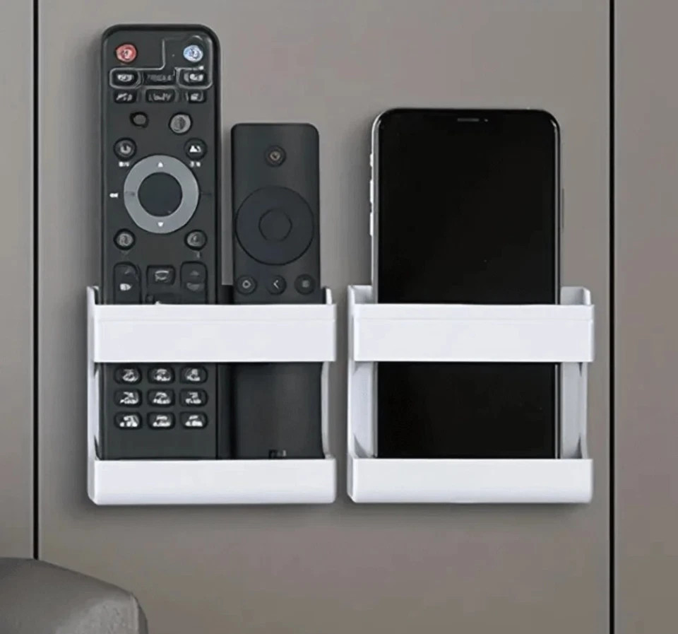 Remote Control Holder Wall Mount Adhesive No Drill Organizer Phone Storage Box
