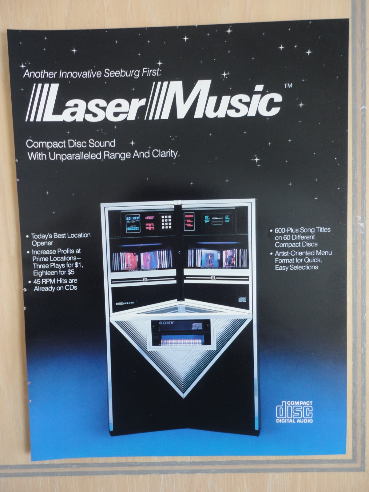 Seeburg Laser Music Jukebox Flyer Original Magazine Pull Out Ad