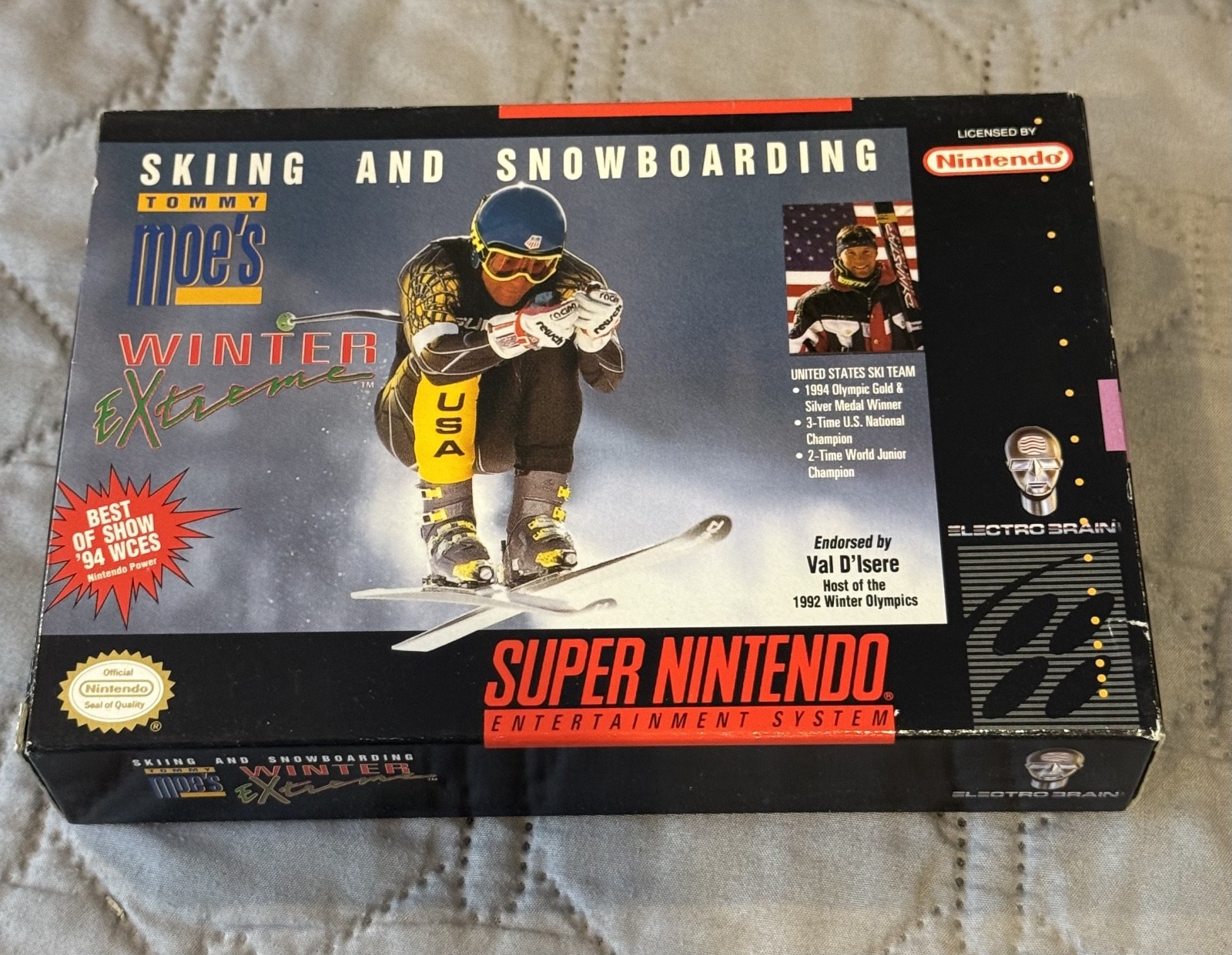 Tommy Moe's Skiing & Snowboarding Snes Box Only * Super Nintendo Original box