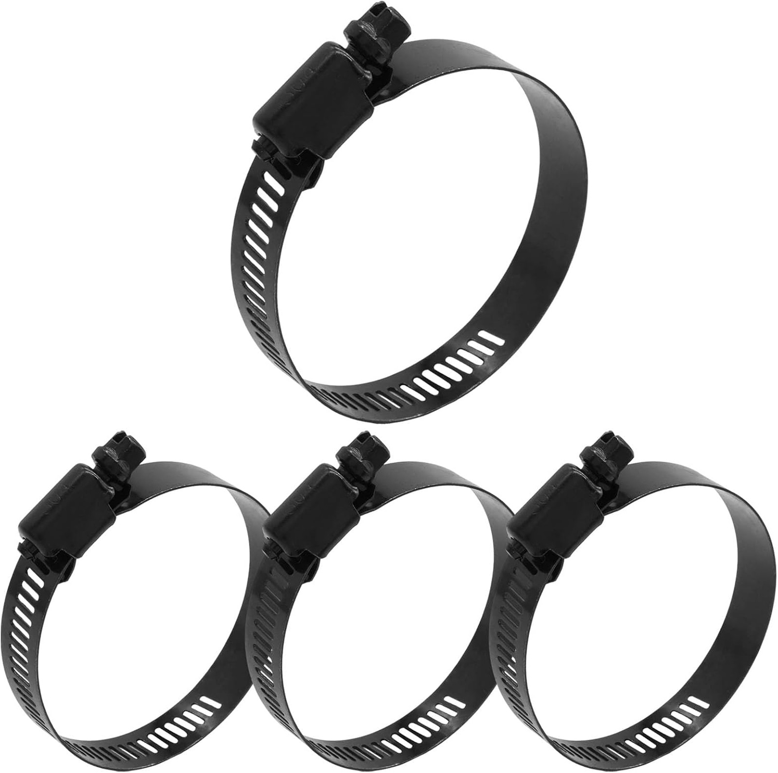Worm Gear Hose Clamp 2.5 Inch Adjustable 40-63mm Stainless Steel Black Pack of 4
