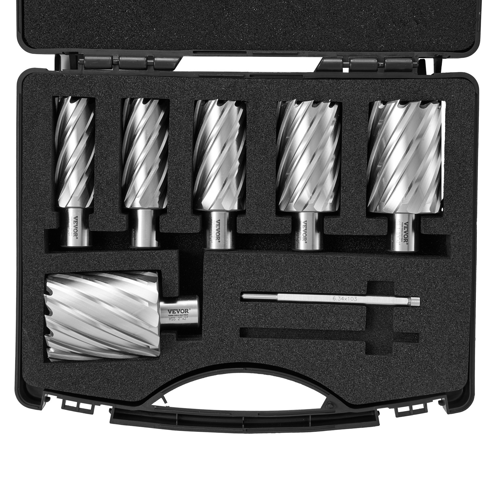 6 PCS Annular Cutter Set HSS Magnetic Drill Bits Weldon Shank 2" Depth