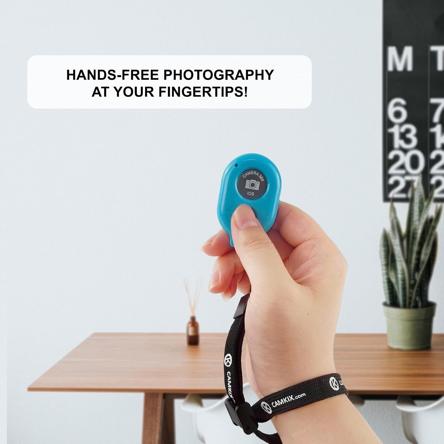 Bluetooth Camera Shutter Remote for Effortless Selfies and Group Shots - Blue