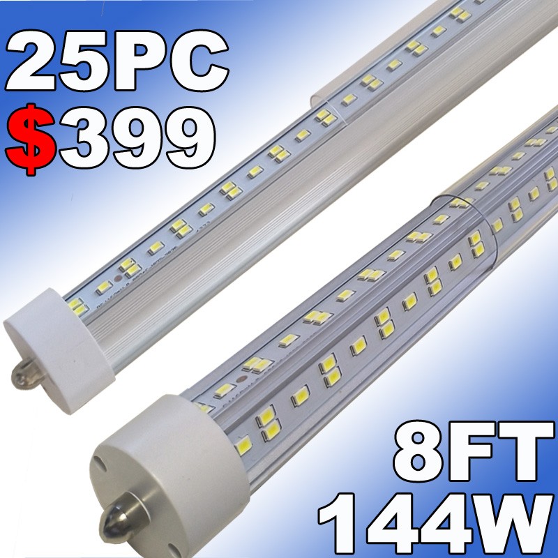 T8 8FT Led Tube Light Bulbs FA8 Single Pin 144W 8 Foot Led Shop Lights 25PCS