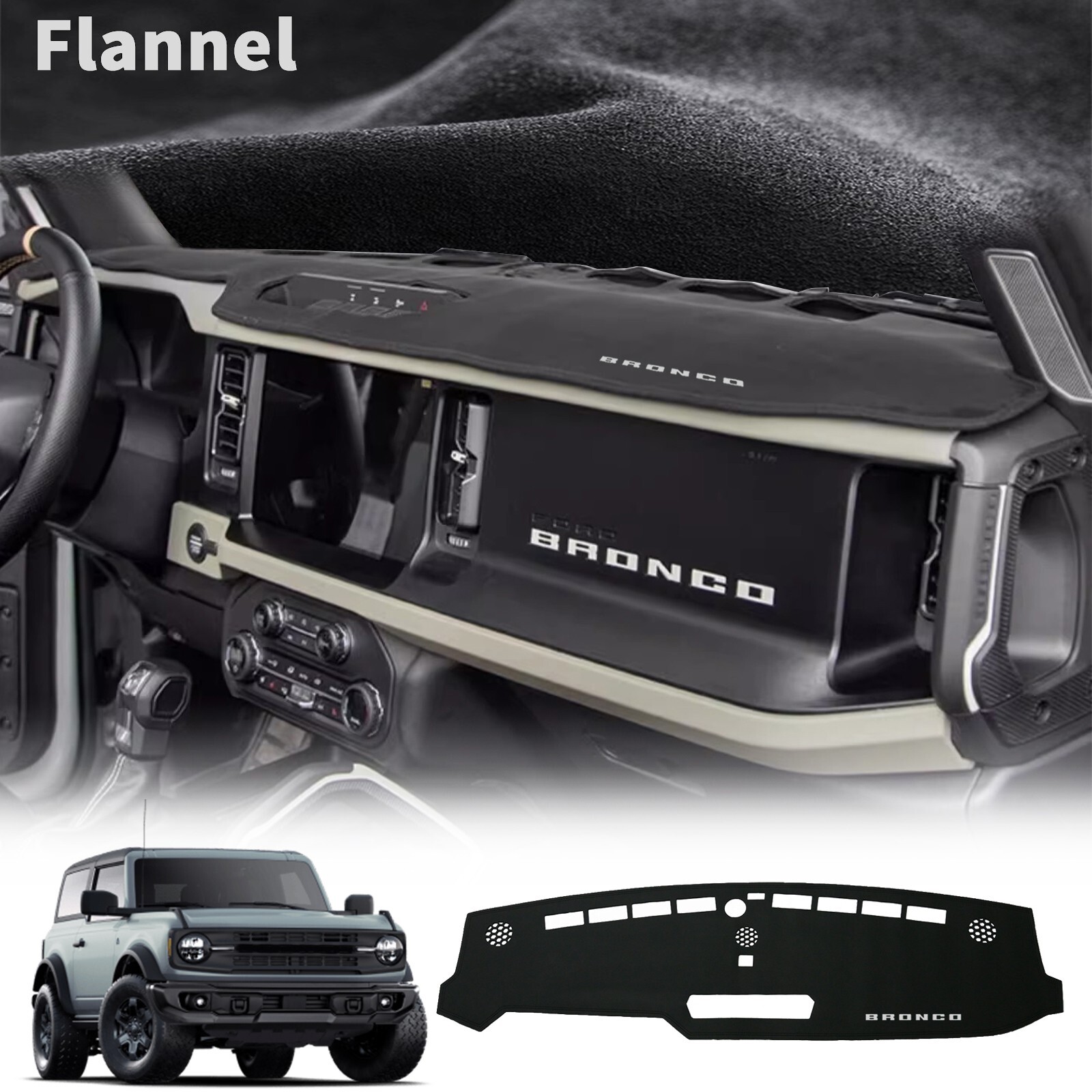 for Ford Bronco 2024-2026 Dashboard Pad Dash Mat Dashmat Accessories Flannel