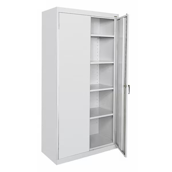 Shelving Storage Cabinet, 72 in H, 36 in W, 18 in D, Swing, Keyed, Gray, 4