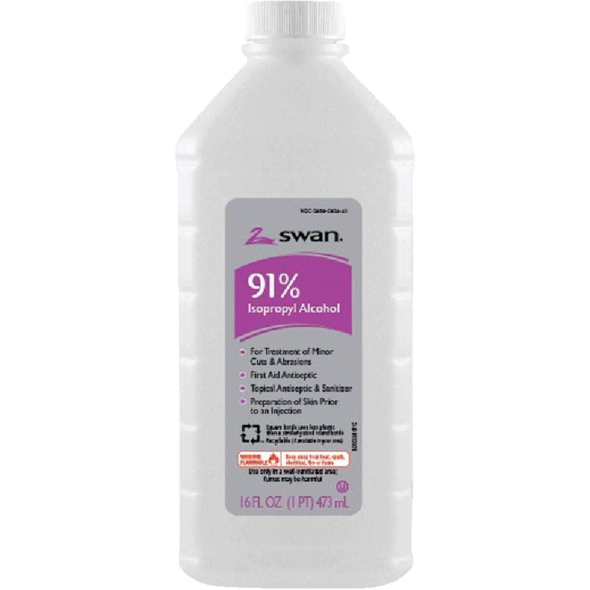 Swan 91% Isopropyl Rubbing Alcohol 1000032198, 16 Fluid Ounce Bottle