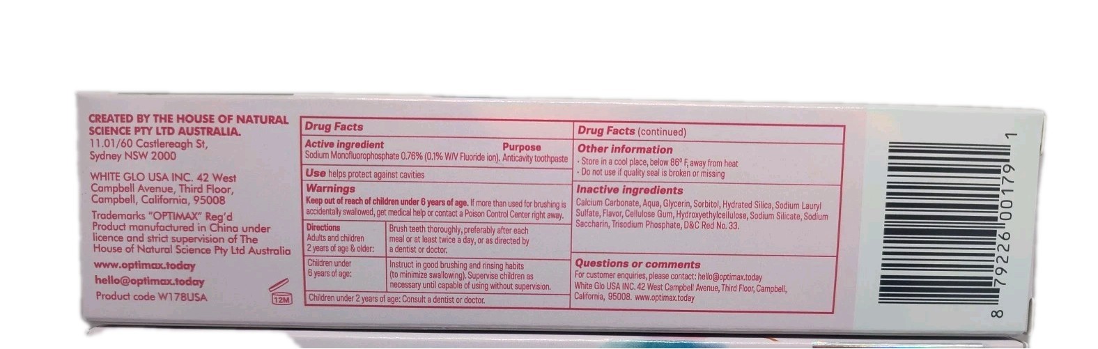 4x Optimax Anticavity Fluoride Toothpaste Cotton Candy Flavored 2.8oz