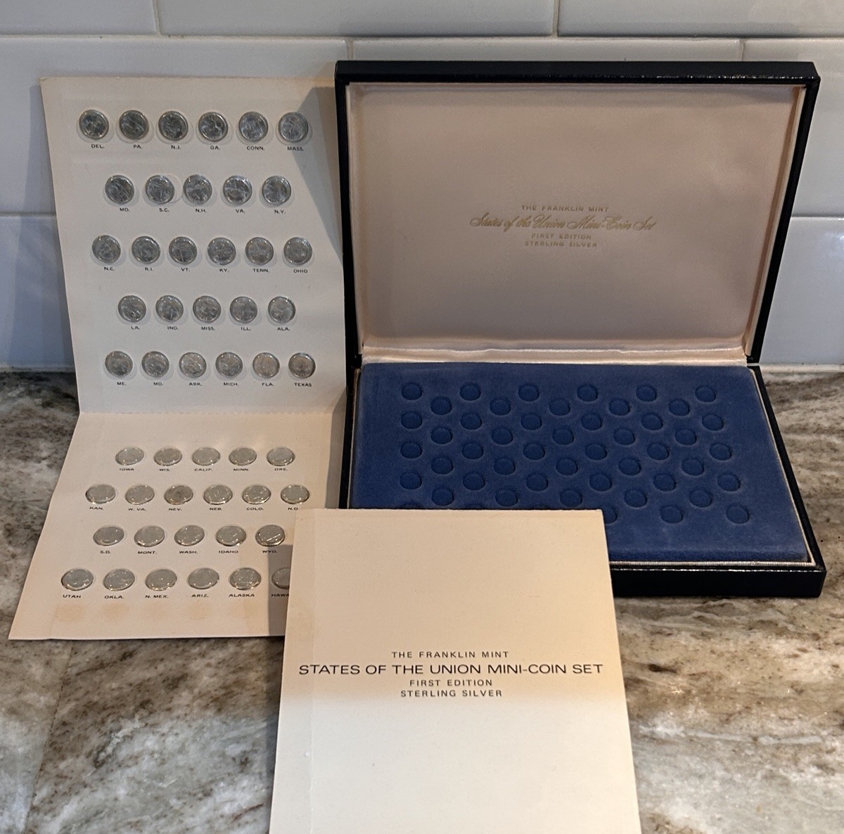 Franklin Mint 50 States of the Union First Edition Sterling Silver Mini-Coin Set