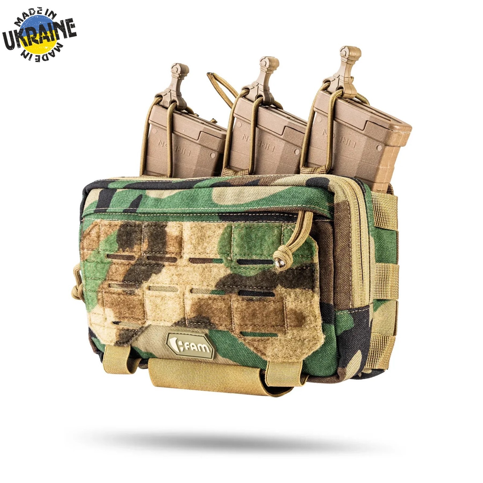 Tactical army MOLLE Triple Utility Pouch with Admin Pocket Stealth NIR Woodland