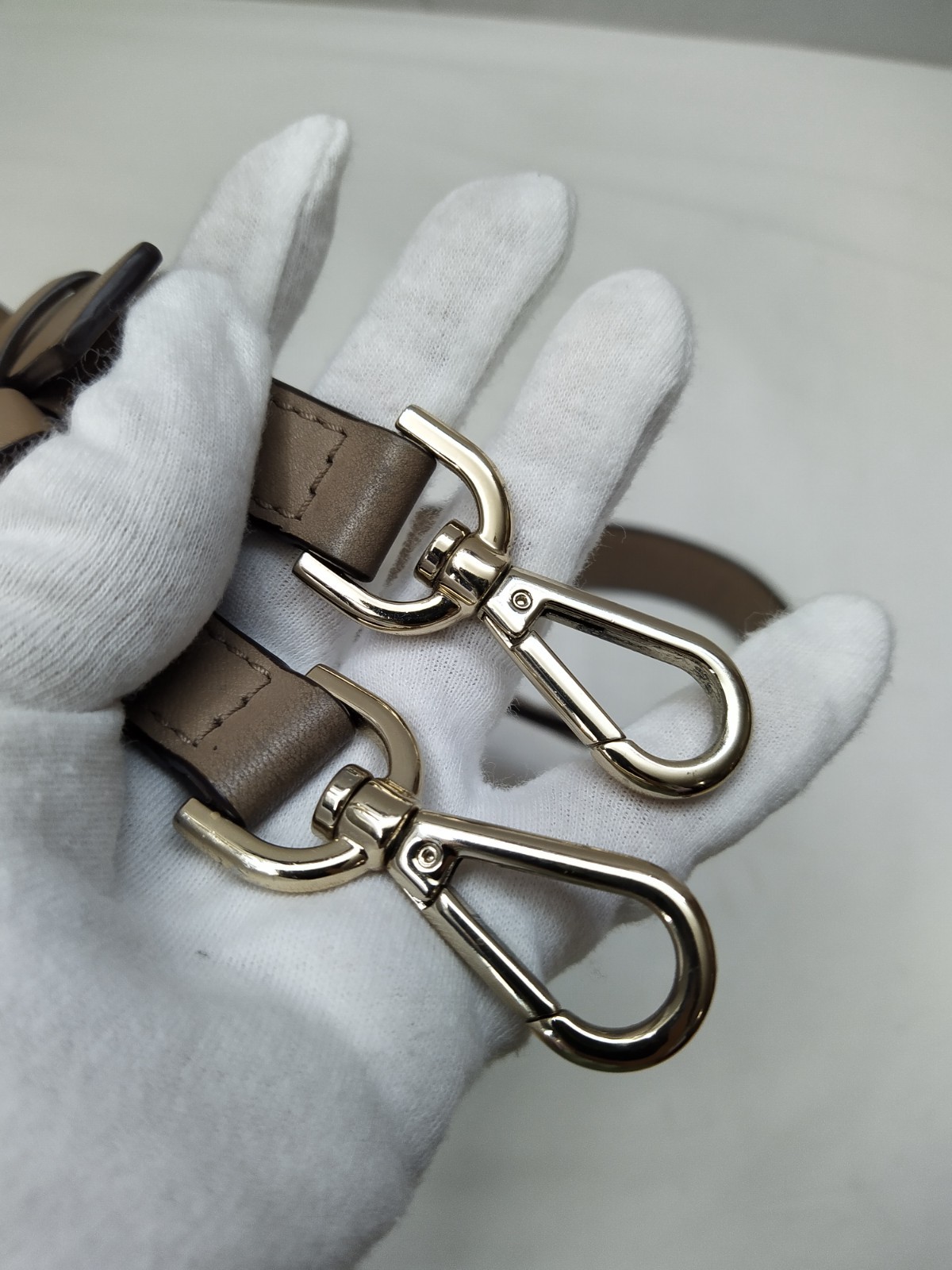 Gray Leather Replacement Strap W/ Godltone Push Gate Hook