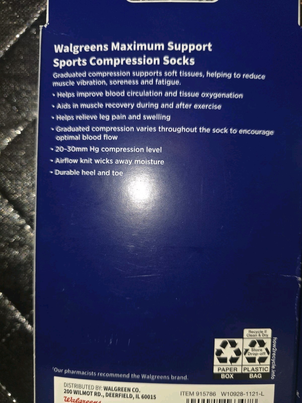 Walgreens ~Sports Compression Socks ~Max Support ~Size: Medium Lot Of 2