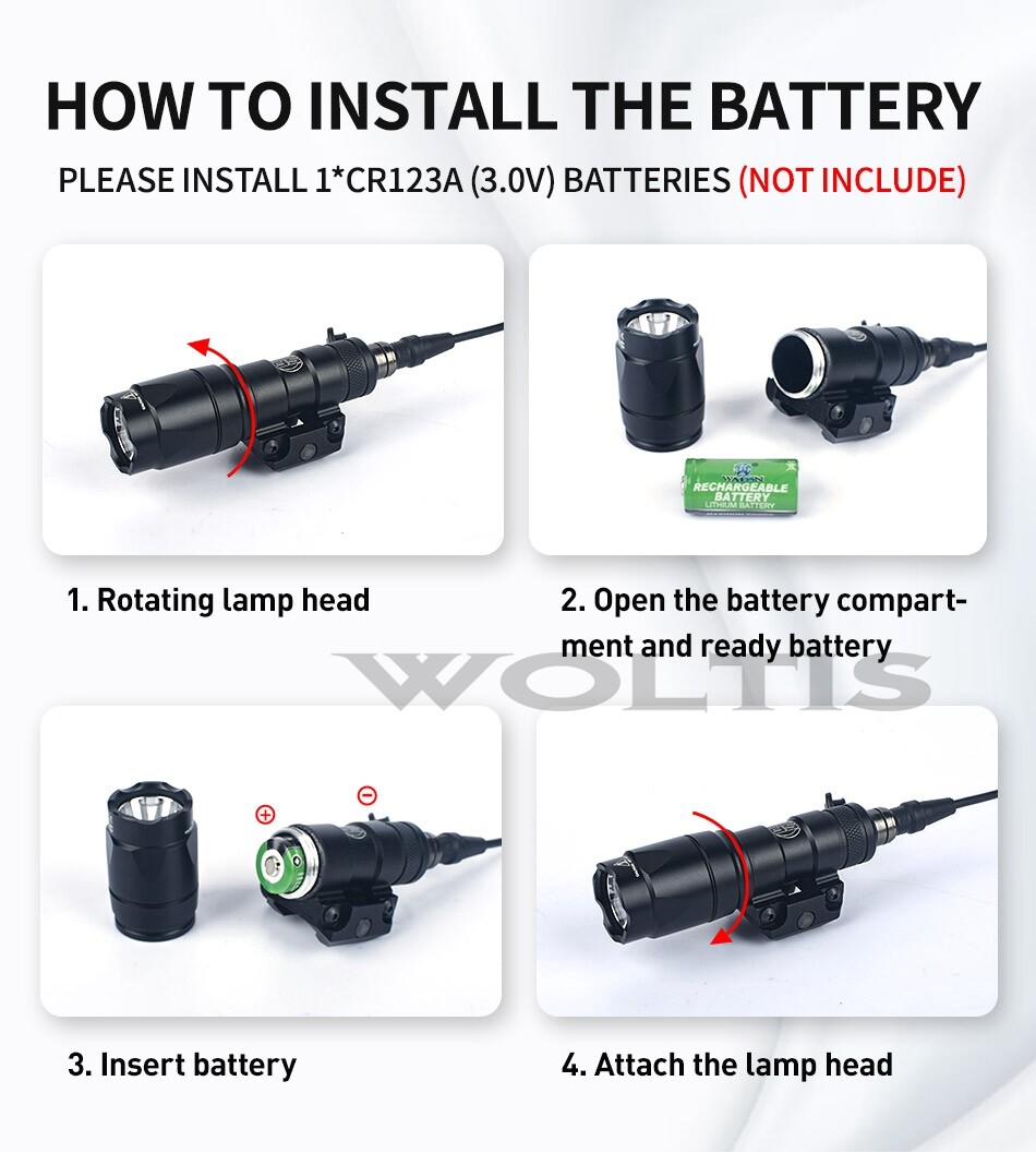 Flashlight Tactical Mini Light LED Light Tail Switch Mini Light M300 M600