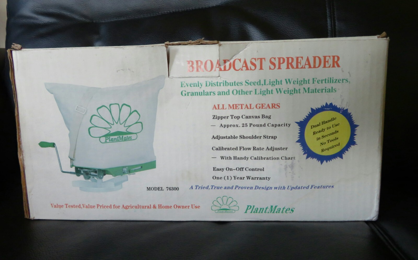 PlantMates Broadcast Seed Spreader Model 76300 Metal Gears 25 lb Capacity