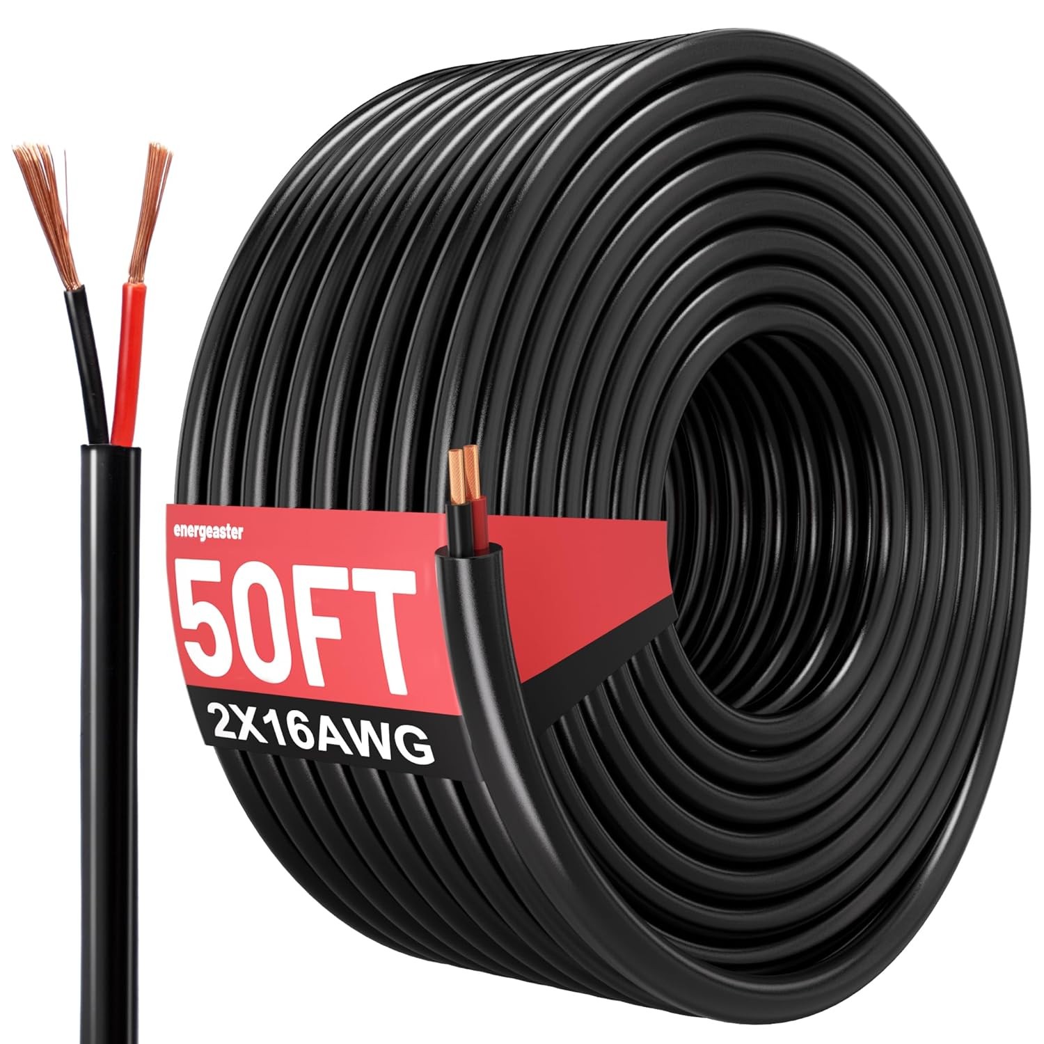 50FT 16 Gauge 2 Conductor Electrical Wire, 16 AWG Stranded PVC Cord, OFC