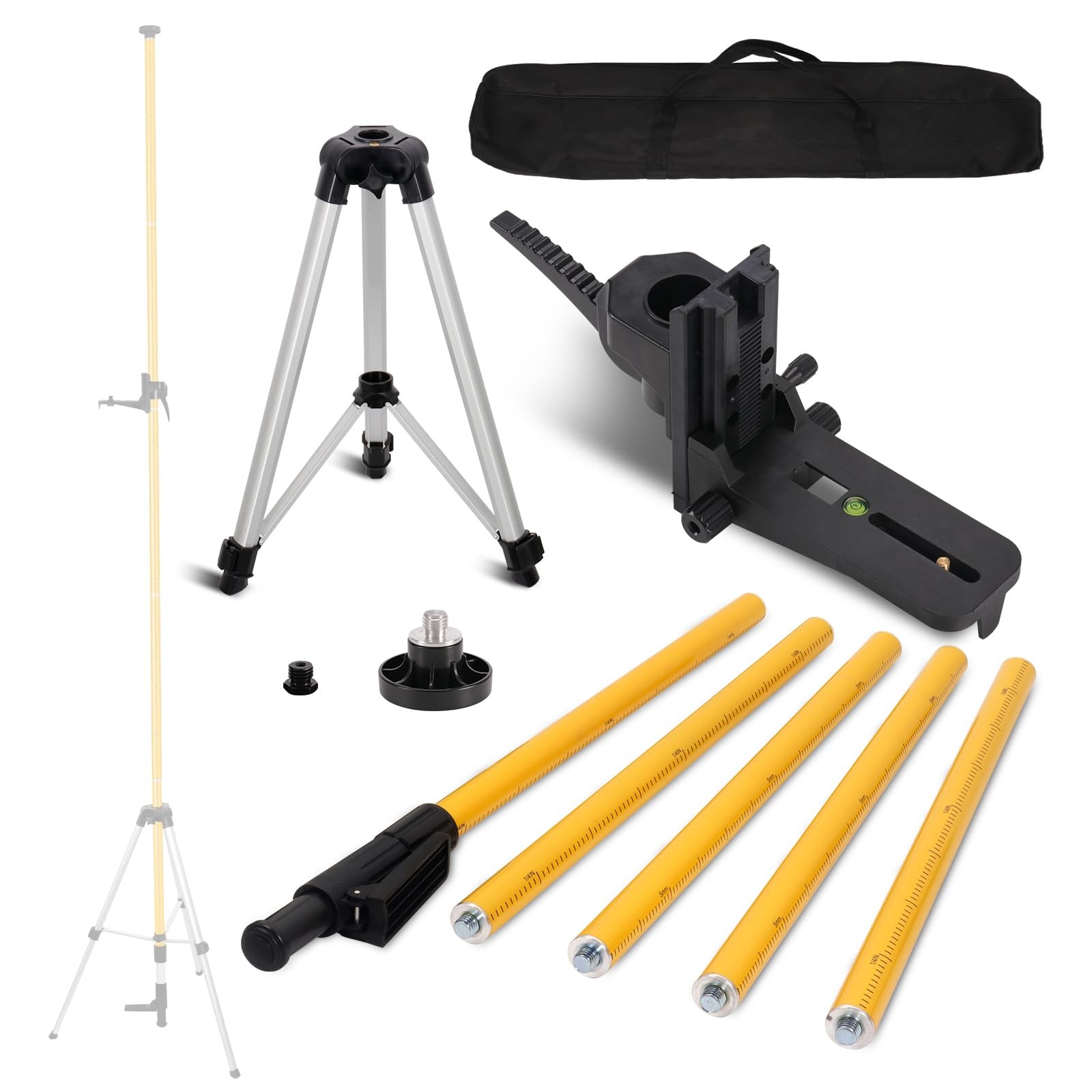 Moeter 12 Ft./3.7M Laser Level Pole Tripod Laser Stand Pole Threaded Adapter