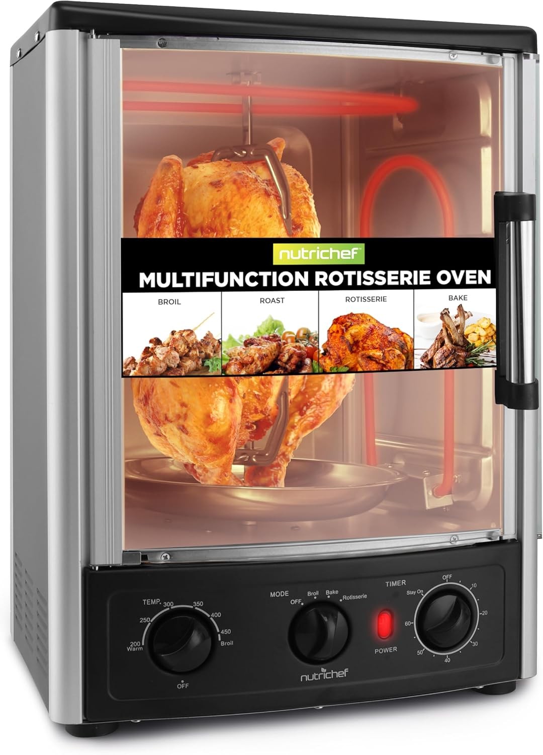 NutriChef Multi-Function Vertical Oven 1500W Adjustable Roast Bake Rotisserie