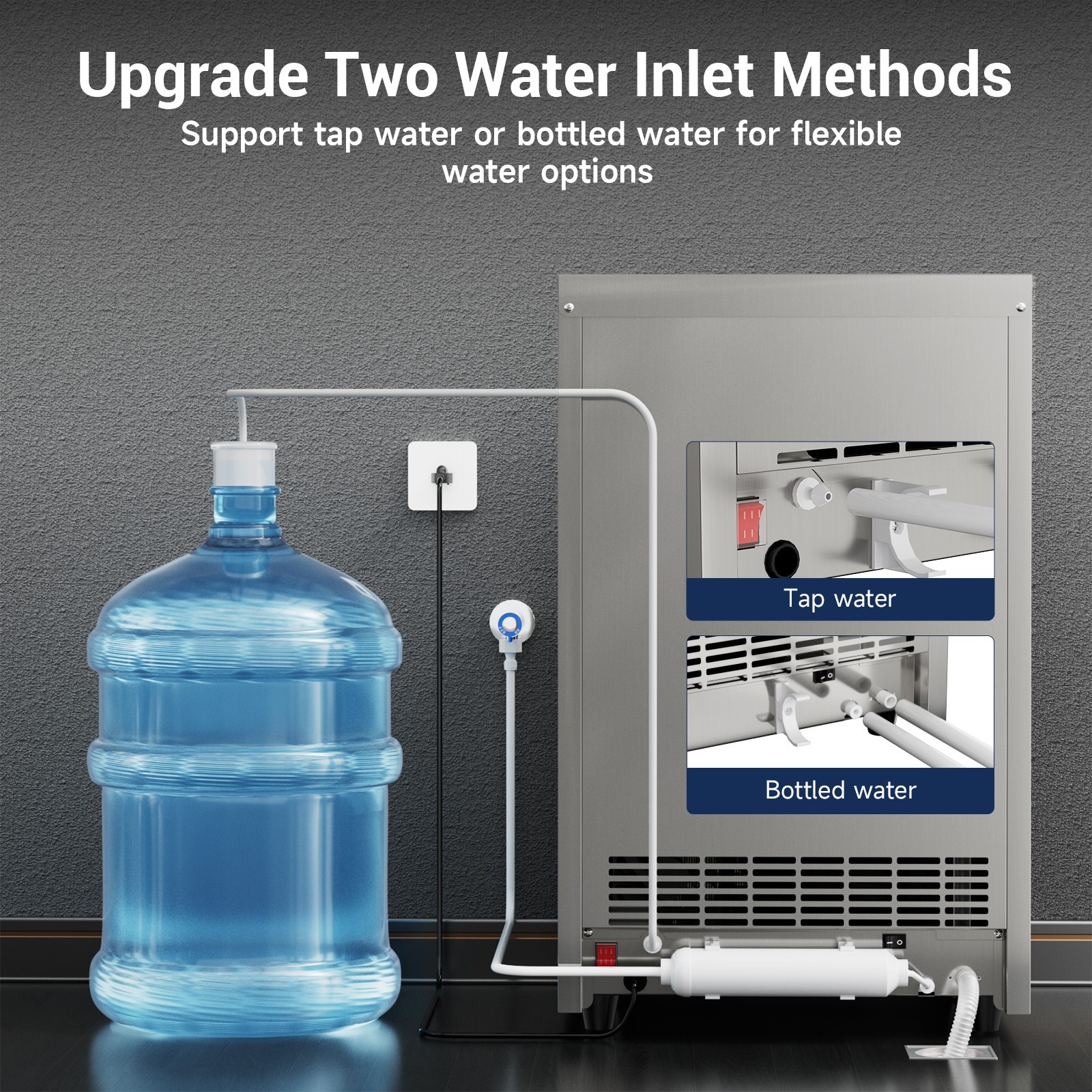 Commercial Ice Maker 150lbs/24H Freestanding Ice Cube Machine with 80 Ice Cubes
