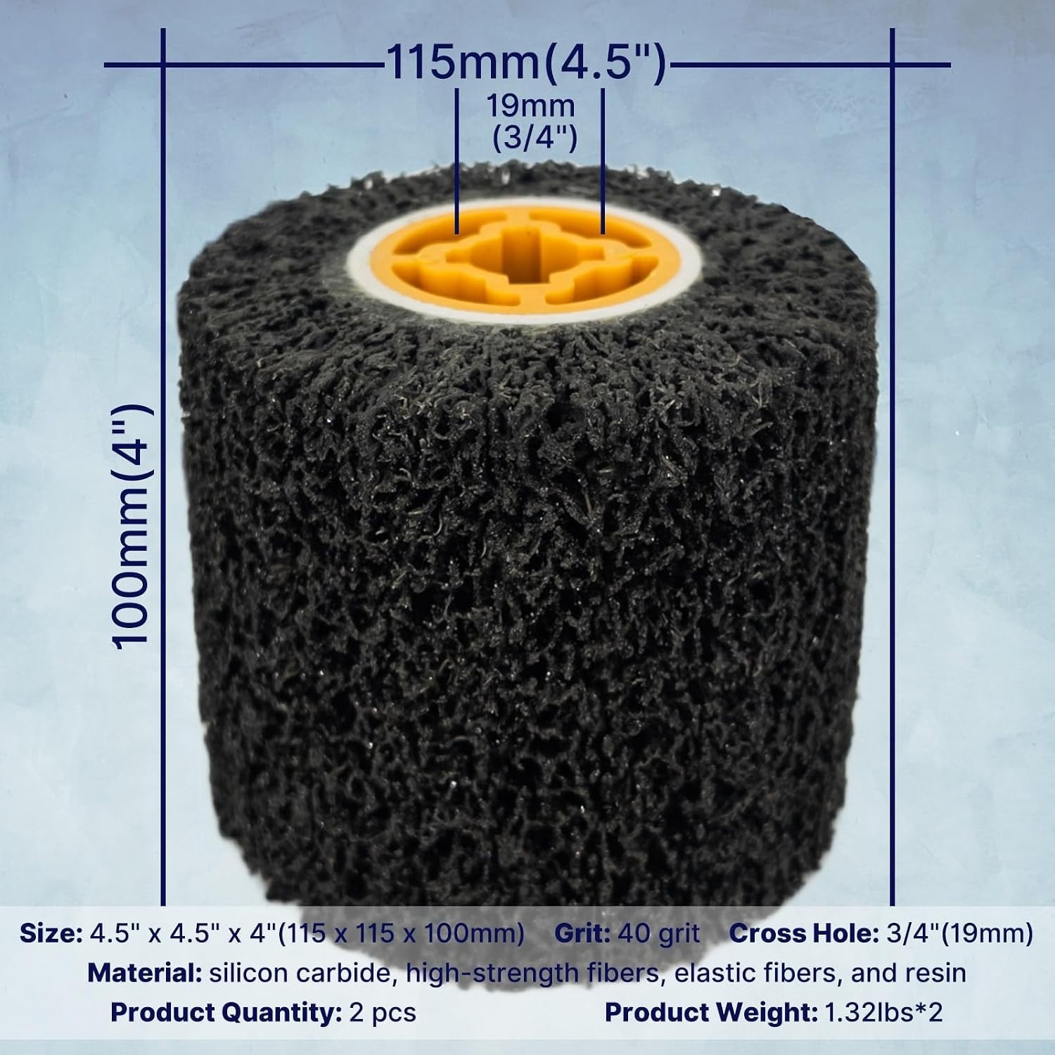 2 Pcs 4.5" X 4" 40 Grit Surface Conditioning Drum | Cleaning & Stripping Drum, B