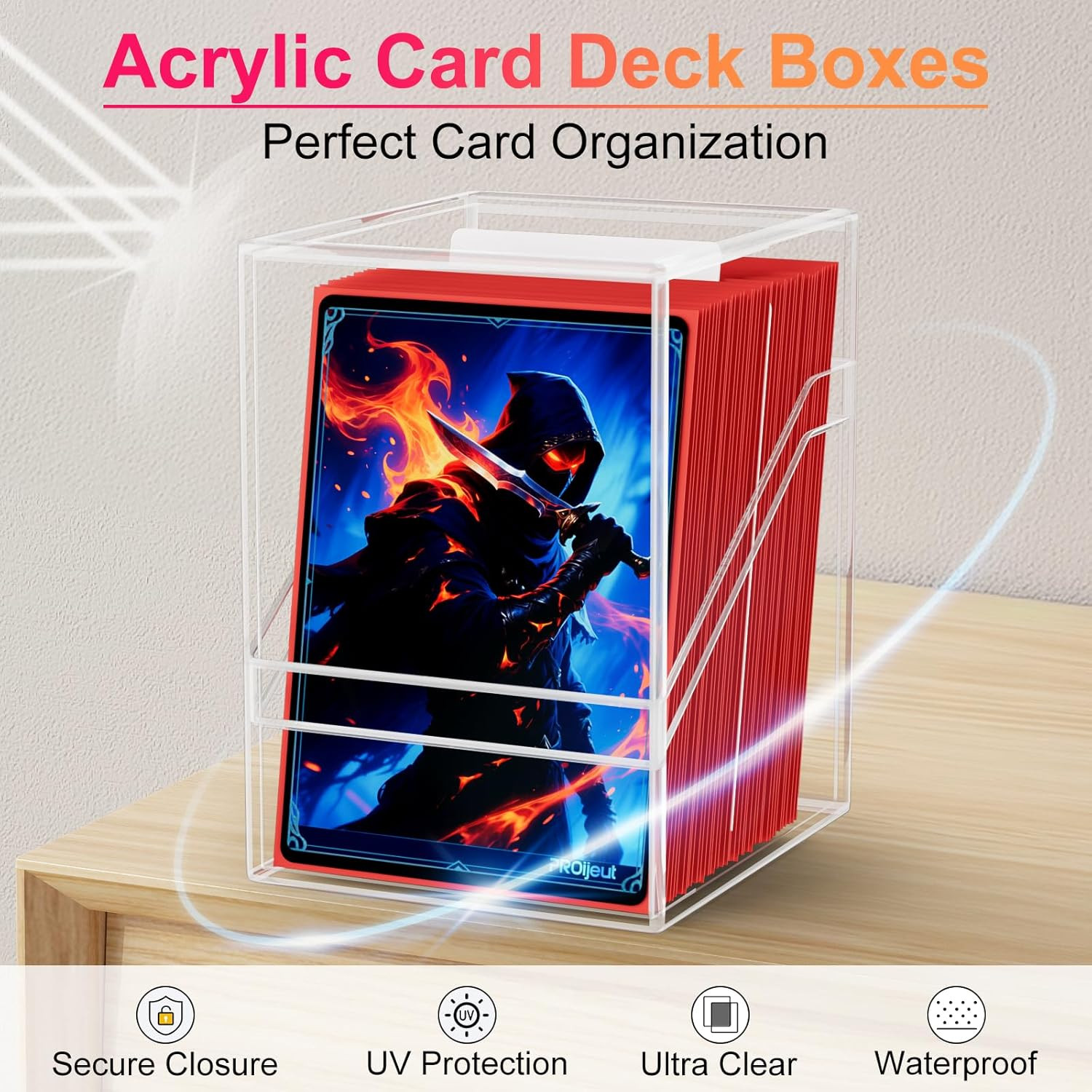 Proijeut Card Deck Box with Portable Case, 6 Pack Clear Commander Deck Box with