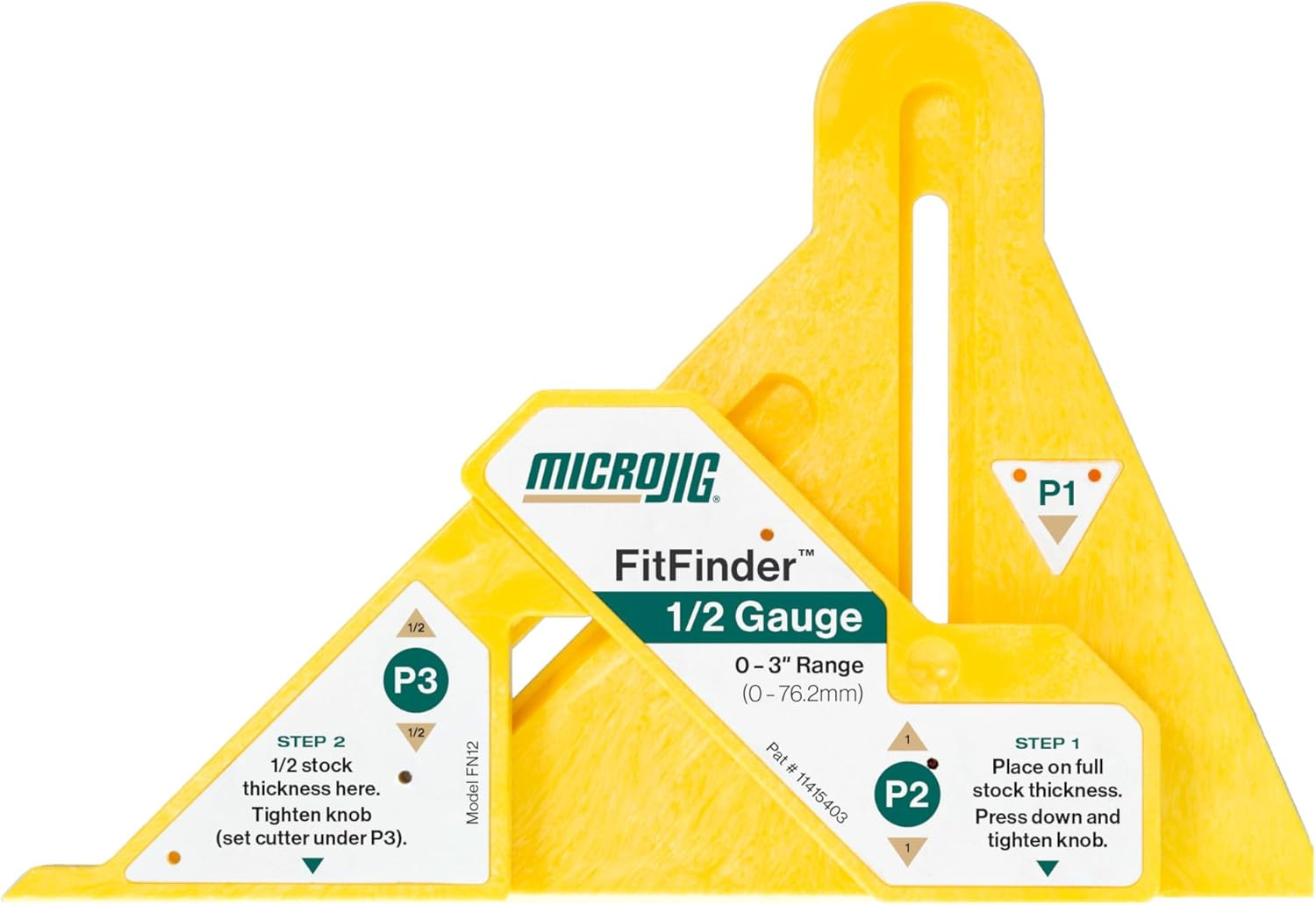 Fitfinder 1/2 Gauge Wood Center Point Finder for Table Saw Blade, Joinery, Route