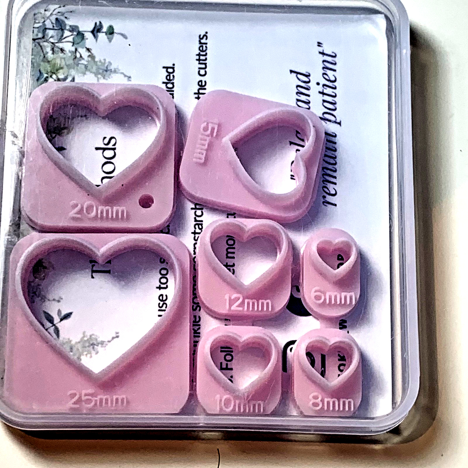 Polymer Heart Clay Cutters- Set of 7 ( 6mm,8,10,12,15,20,25mm ) New.
