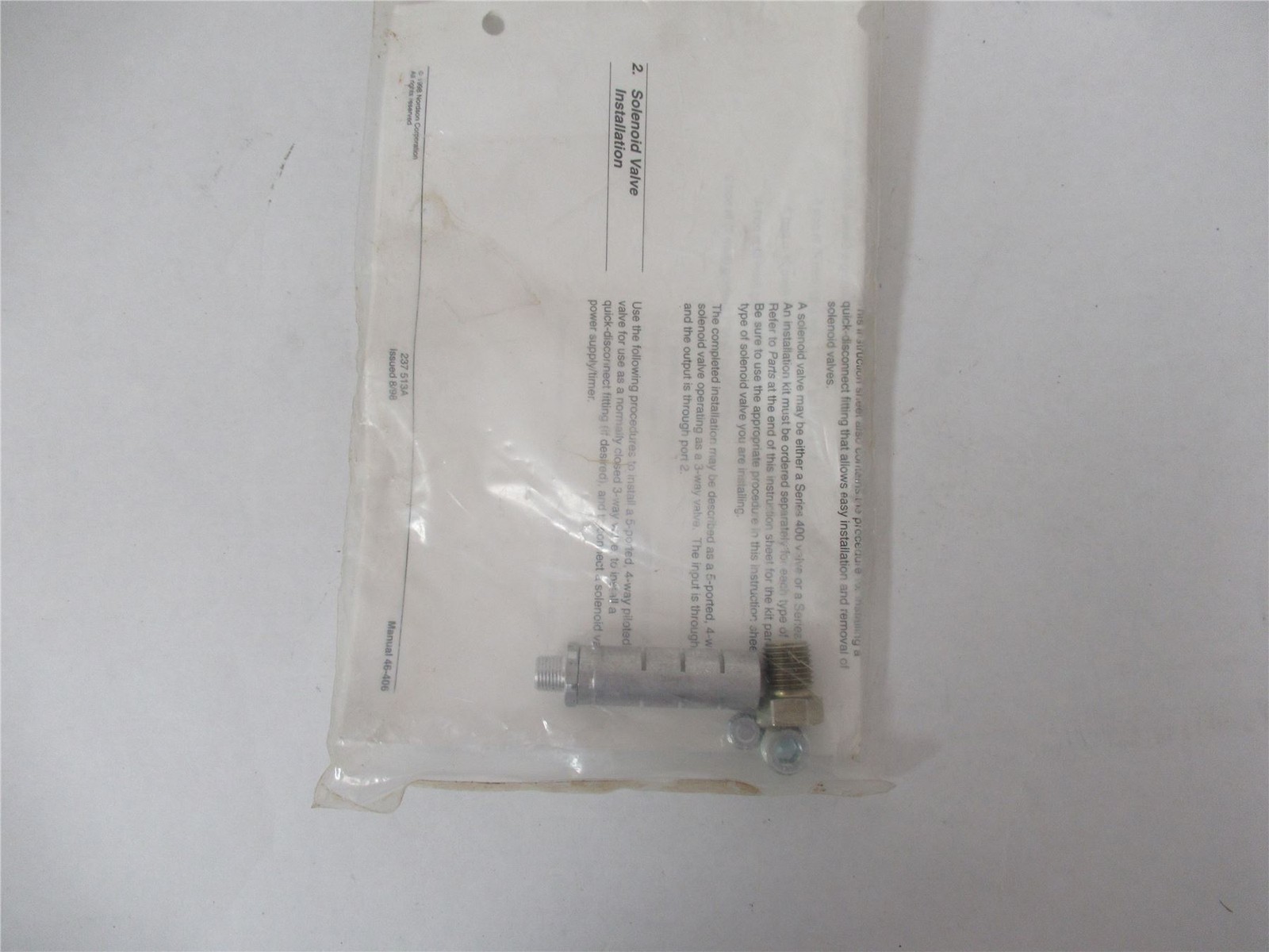 251694 New-No Box; Nordson 231260a Solenoid Valve Installation Kit