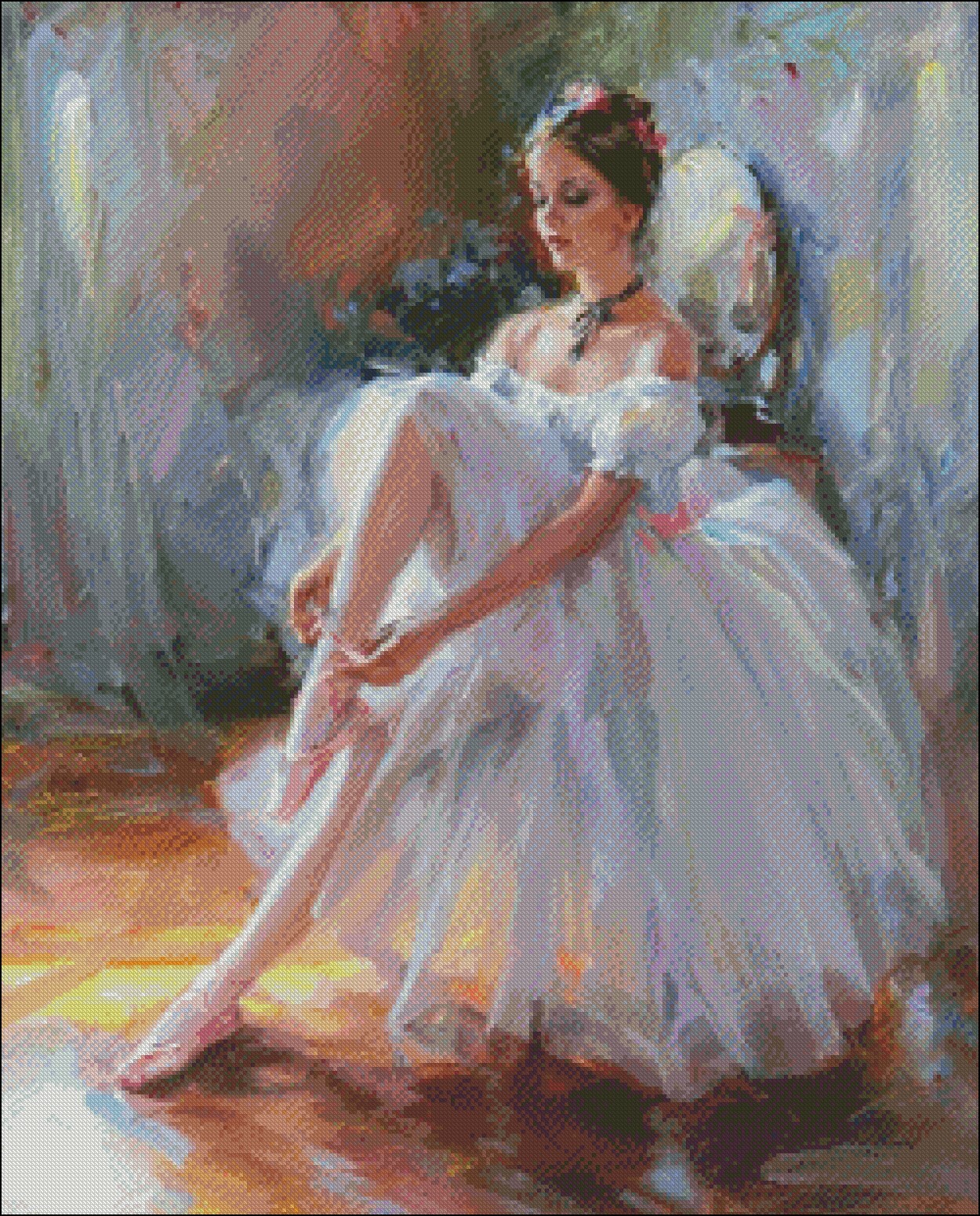 Ballerina in a White Tutu - DIY Chart Counted Cross Stitch Patterns Needlework