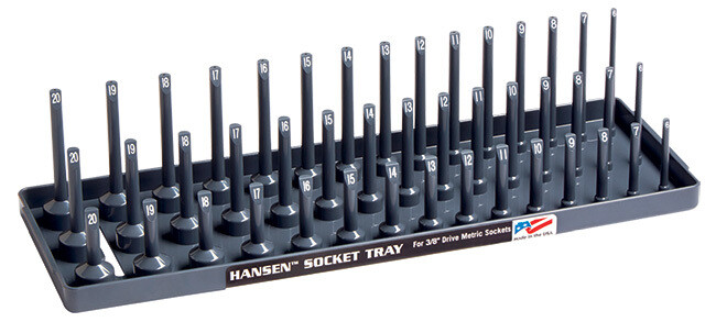Hansen Global 38023 3/8_ Drive Metric 3 Row Socket Tray