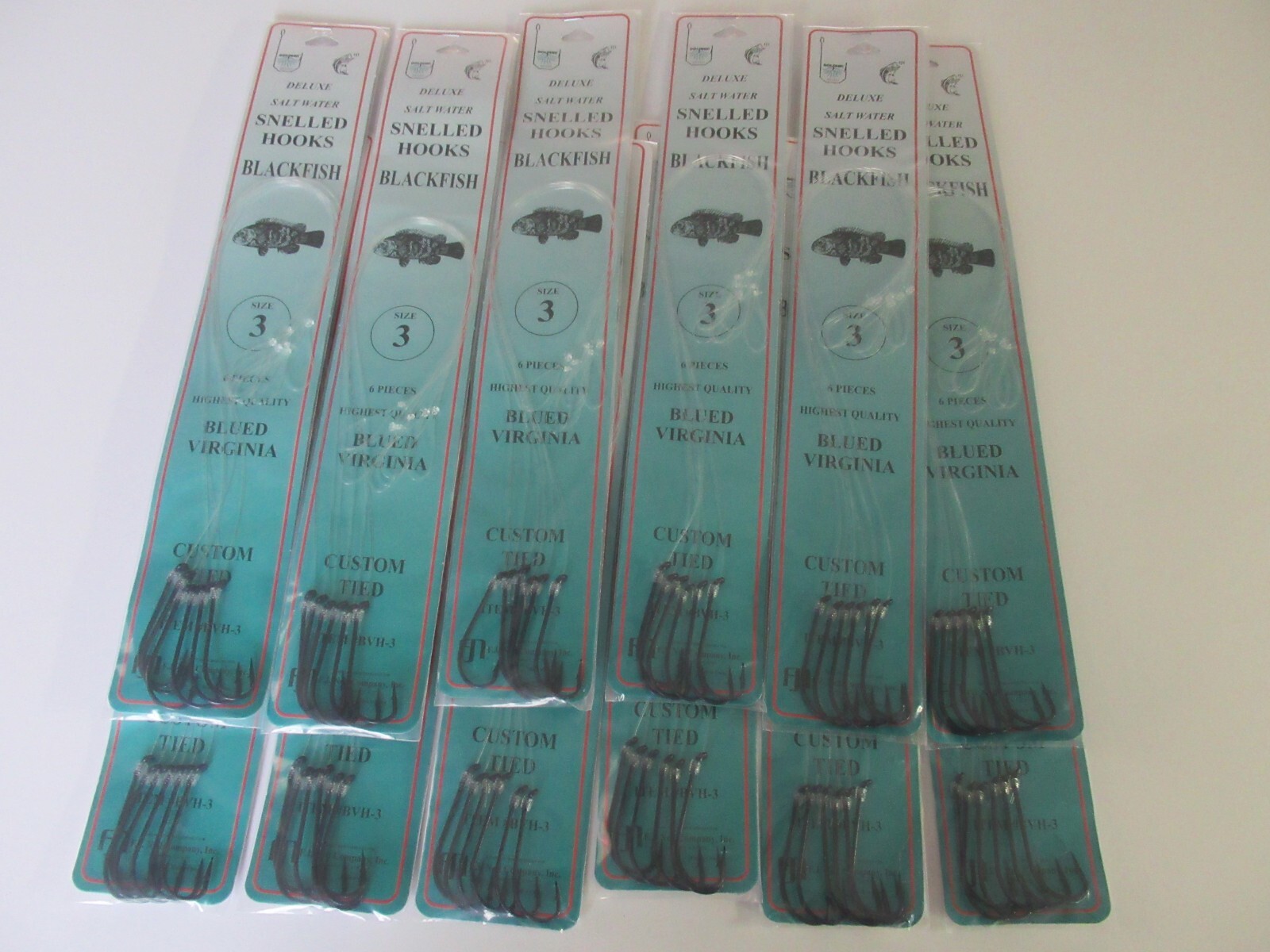 72 SNELLED FISH HOOKS TOG RIGS BLACKFISH BLUED VIRGINIA MONO LEADER 12" PICK SZ