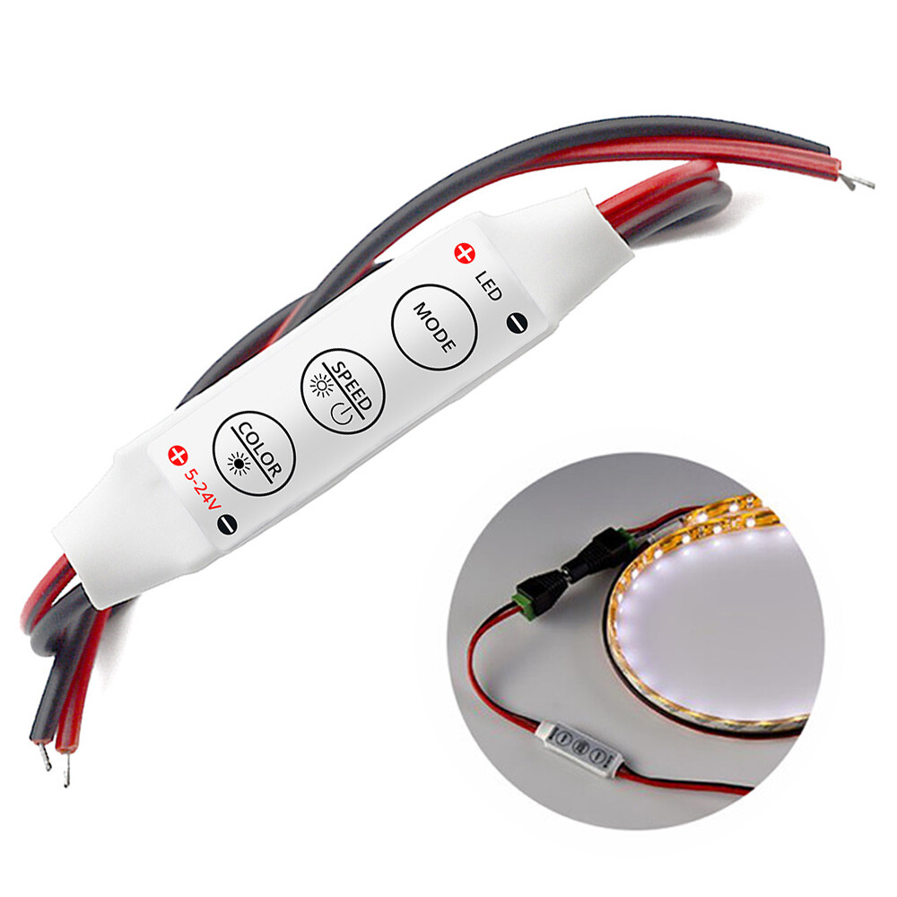 5PCS 3Keys Single Color Mini Dimmer Remote Controller for 2Pink LED Strip Light