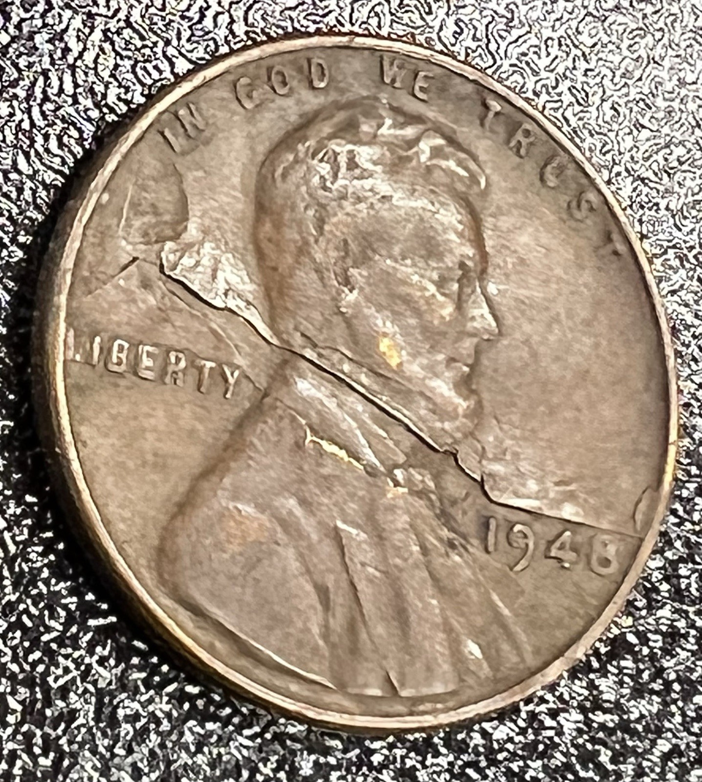 1948 Lincoln Wheat Cent Major Lamination Penny Retained? Error