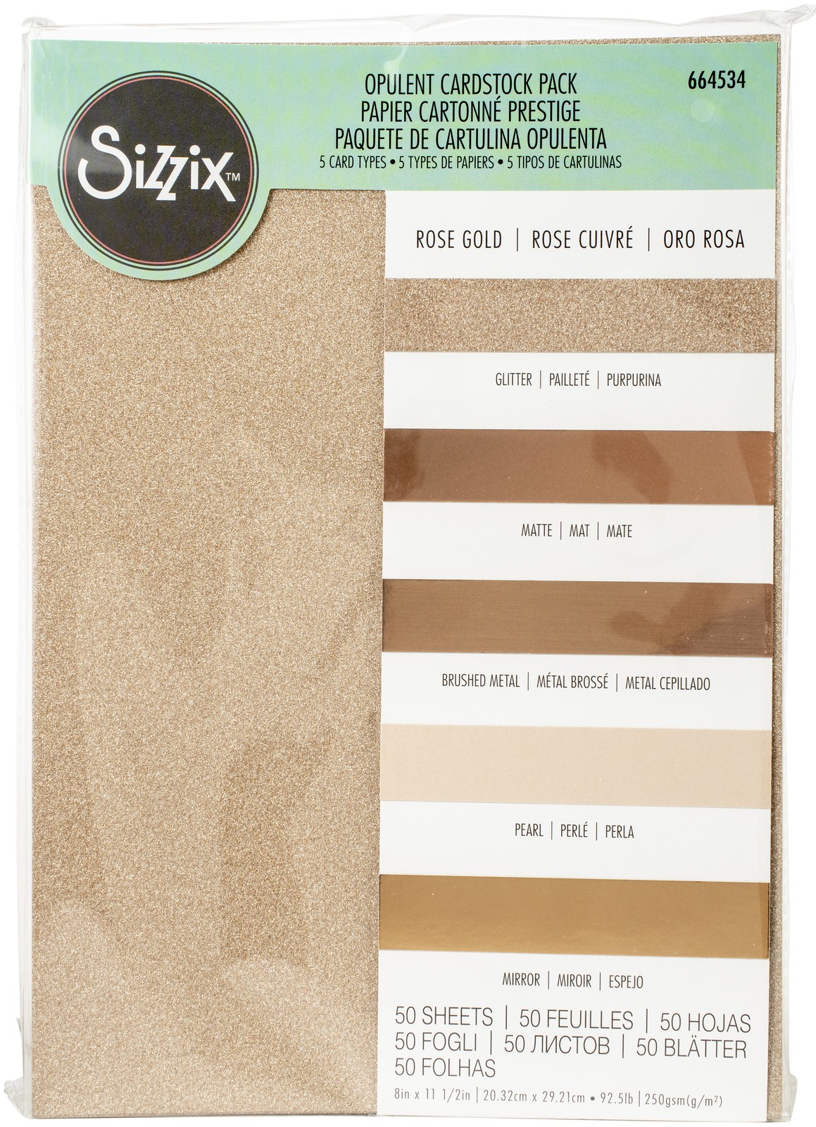 Sizzix Surfacez Opulent Cardstock Pack 8"X11.5" 50/Pkg-Rose Gold