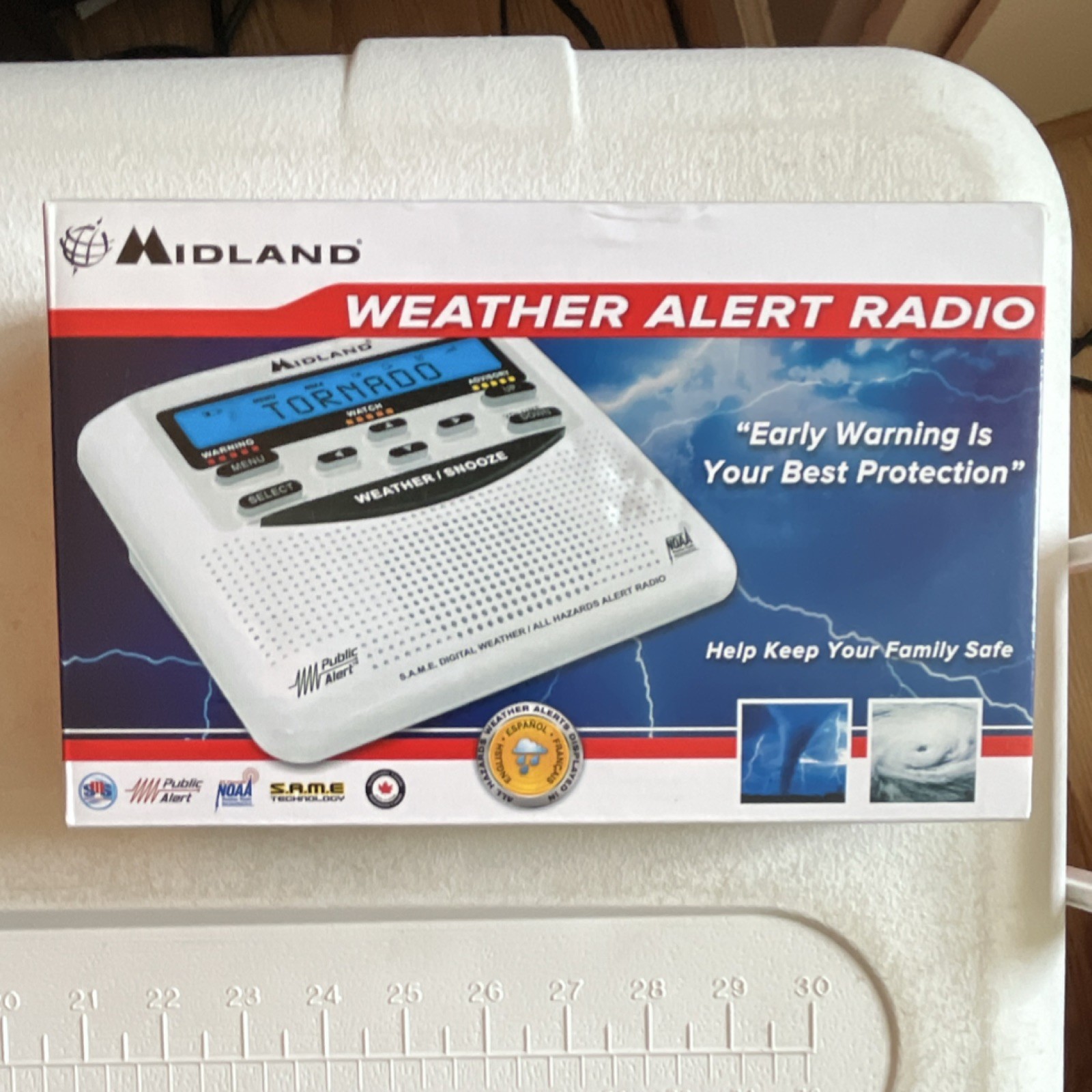 Midland WR-120EZ Weather Alert Radio Alarm Clock Battery Backup Alert Override