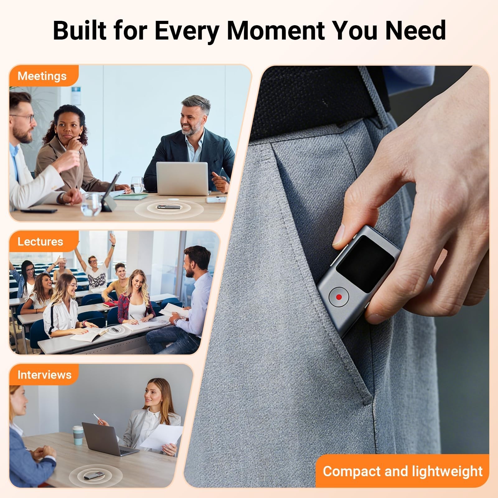 AI Digital Voice Recorder with Transcribe & Summarize, AI Note Taker for Meet...