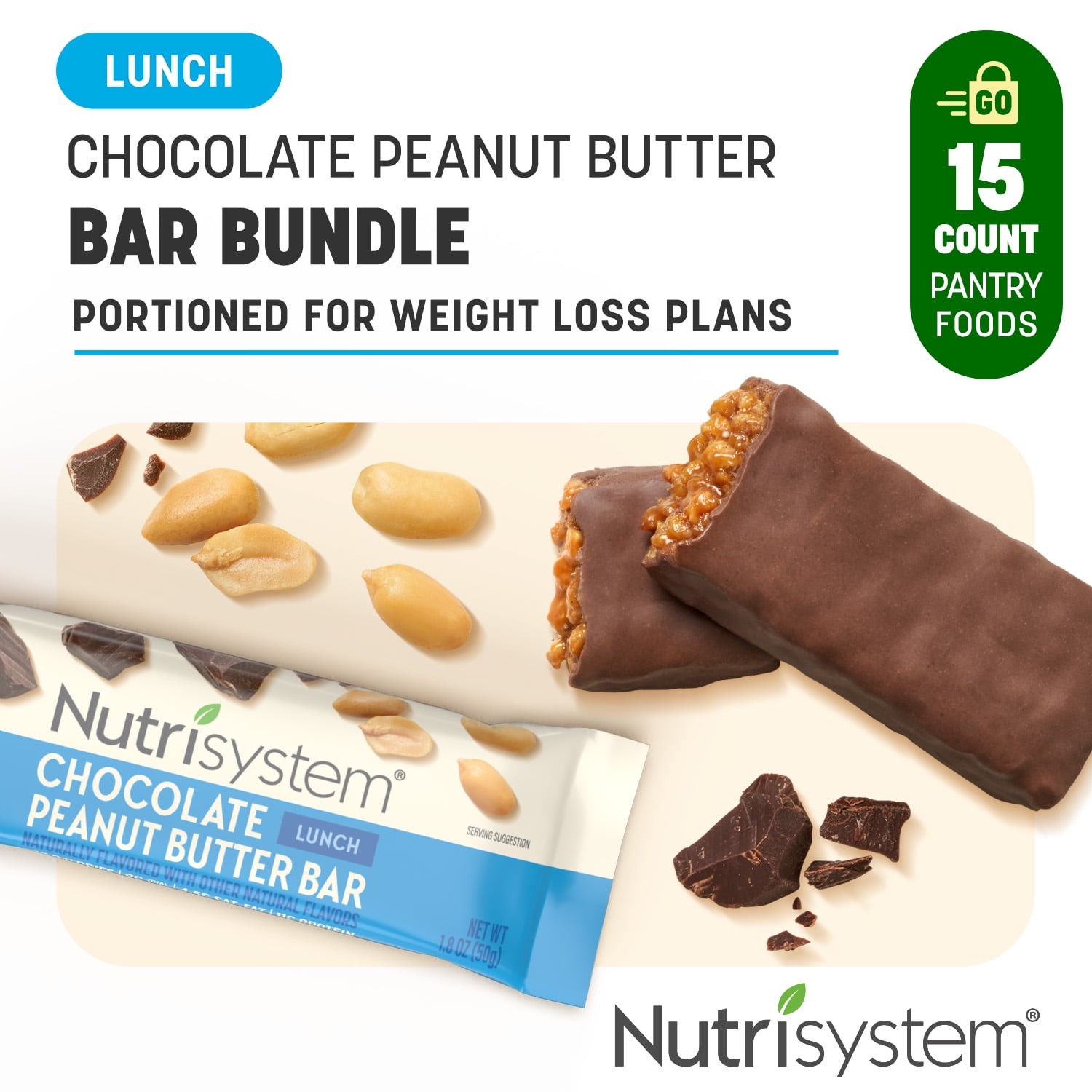 High Protein Chocolate Peanut Butter Bars, 11g Protein Per Bar, 15 Count Pack,