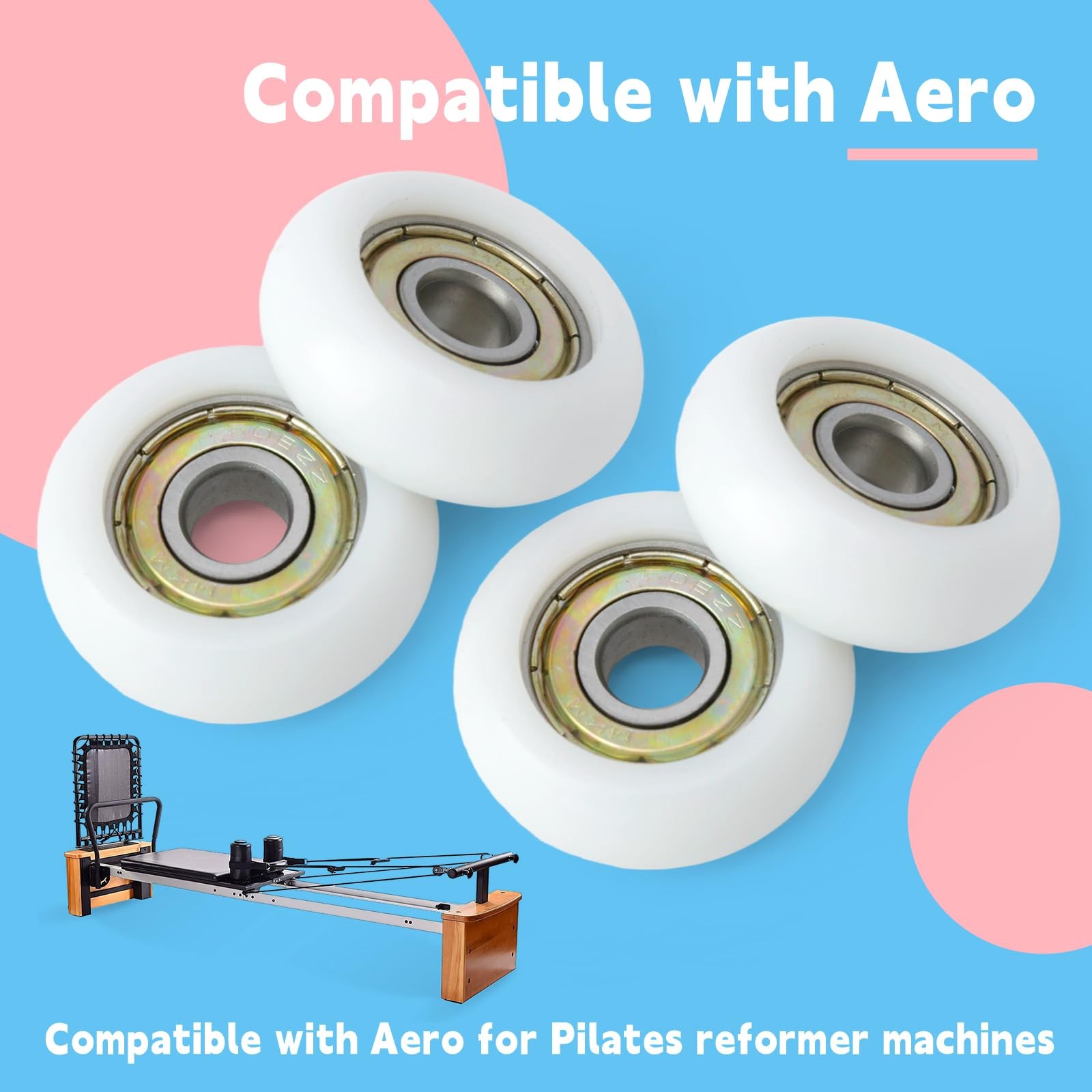 Replacement Roller Wheels for Pilates Reformer Machine 4 Pcs, 8mm Shaft