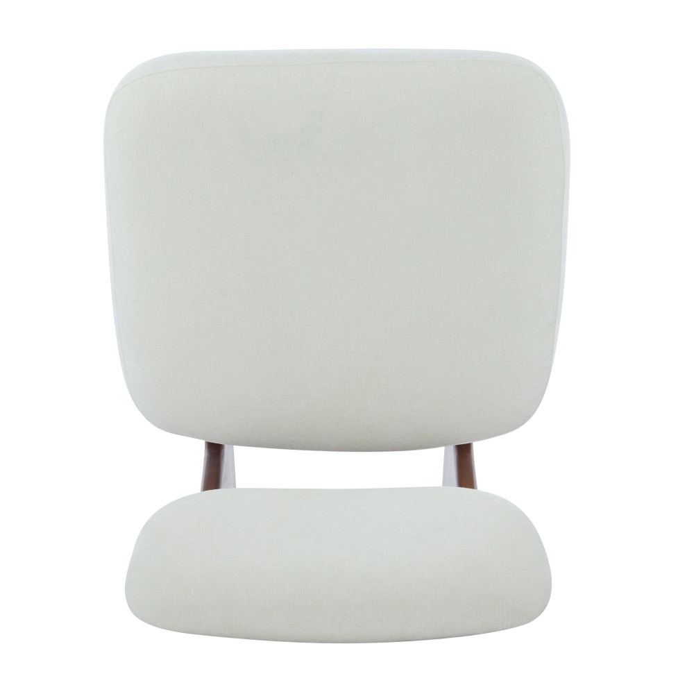 Modern Beige Lounge Chair Set of 2 w/Polyester Upholstery & Wood Base