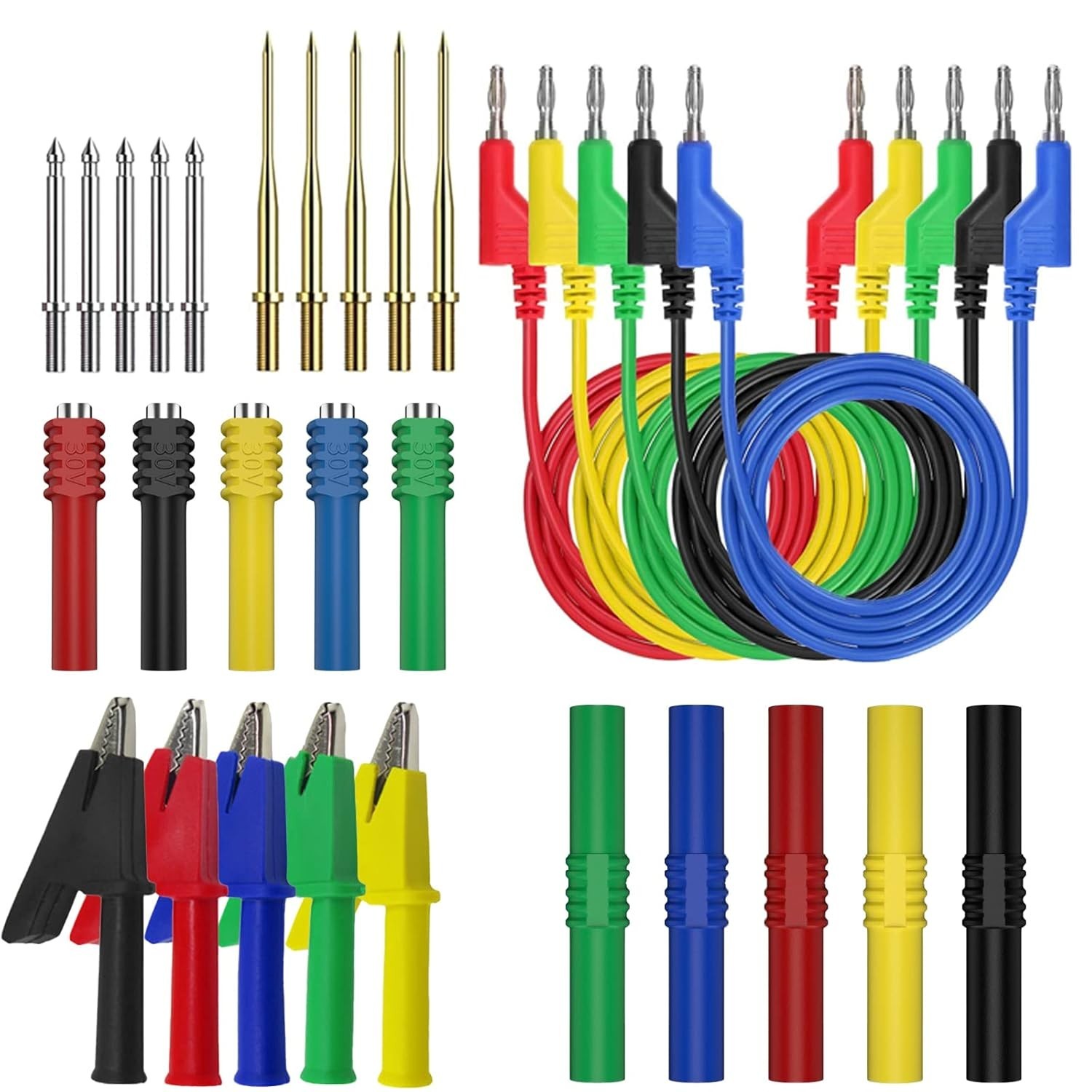 Banana Plug Silicone Leads Kit, 4mm Stackable Banana Plug with Threading Pro...