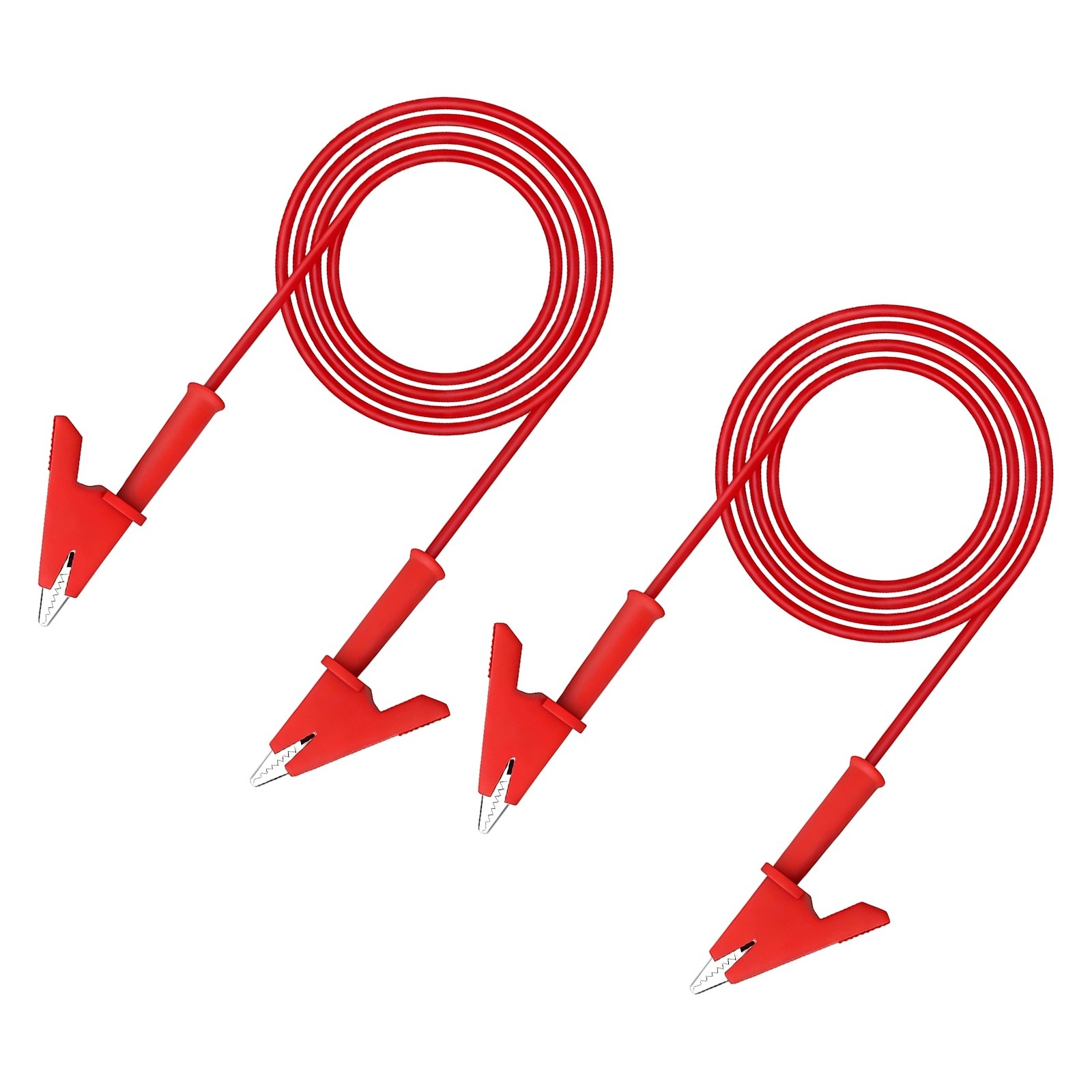 2 Pcs Dual-ended Alligator Clips Test Leads, 15A, 2.99m/9.81ft, Red