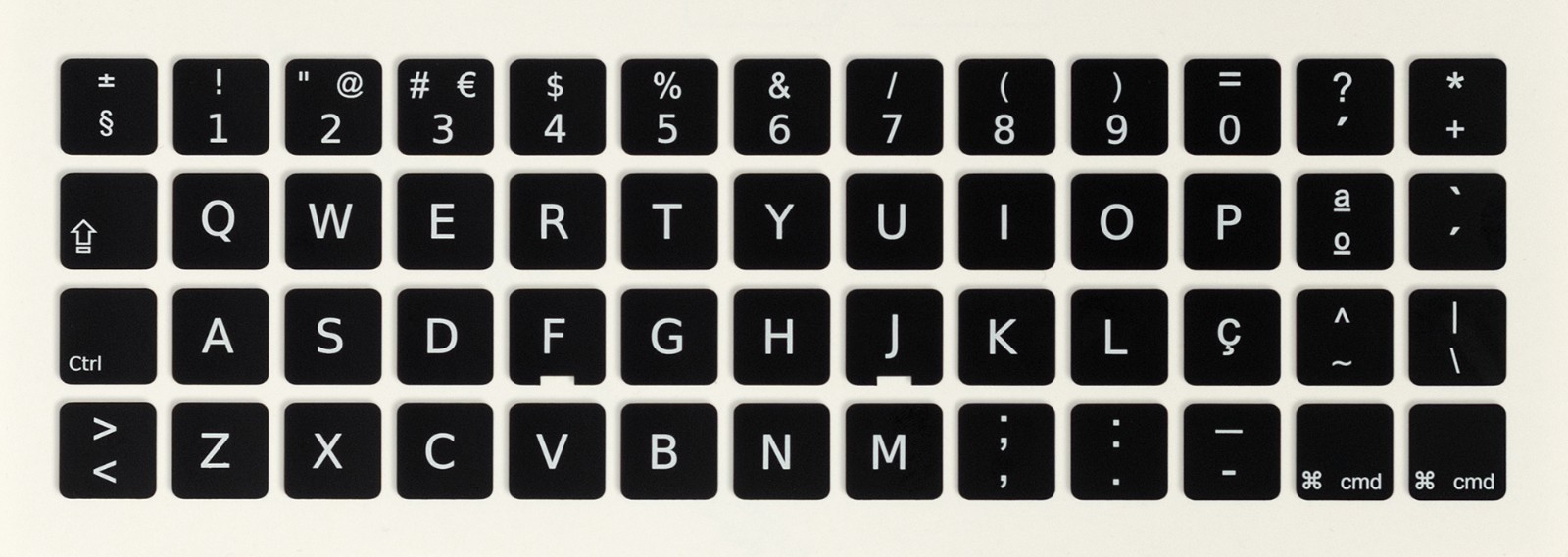 REPLACEMENT PORTUGUESE PT-PT KEYBOARD STICKERS KEY APPLE MACBOOK BLACK 14x14mm