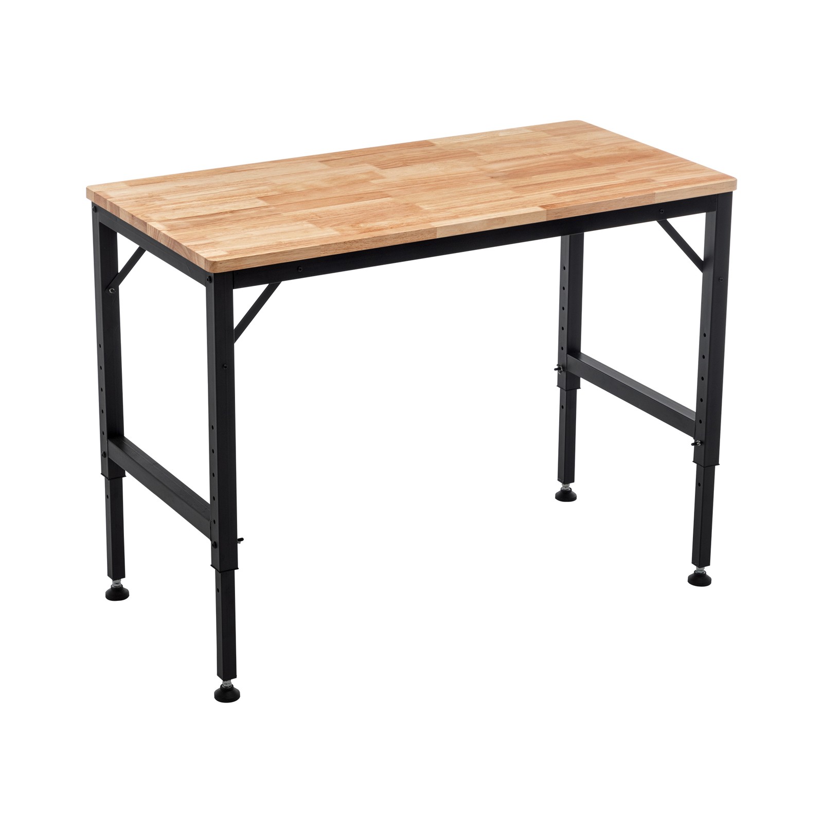 48" Adjustable Workbench Garage Shop Table Rubber Wood 2000 Lbs Capacity