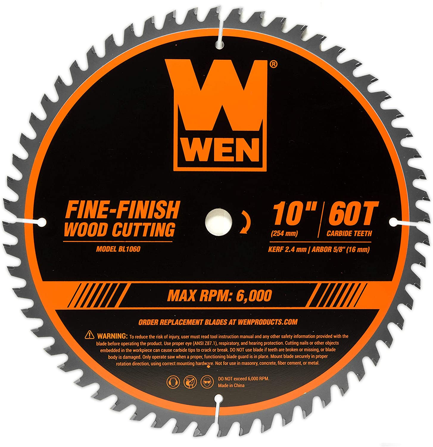 10 In 60-Tooth Carbide-Tipped Ultra-Fine Woodworking Saw Blade Miter Table Saws
