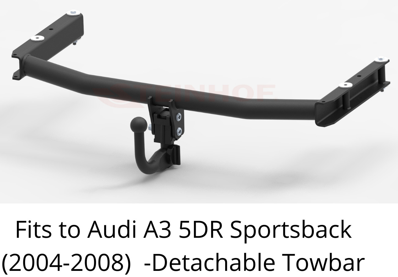 DETACHABLE Tow Bar For Audi A3 5 DR (2004-2008)& 13 Pin Bypass Relay Kit - A065